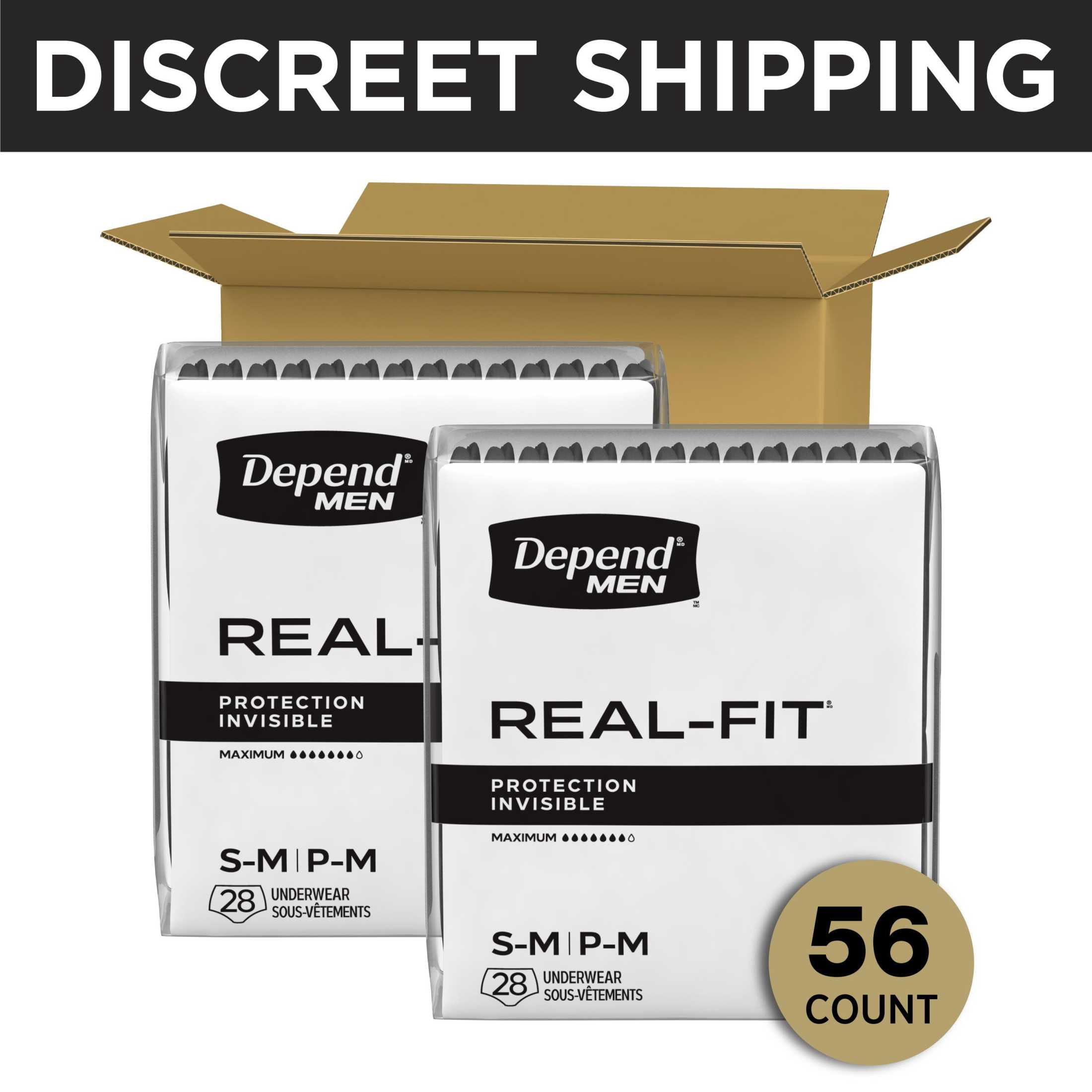 Depend Real Fit Incontinence Underwear for Men (Black, S/M, 56 Count) ie8qu