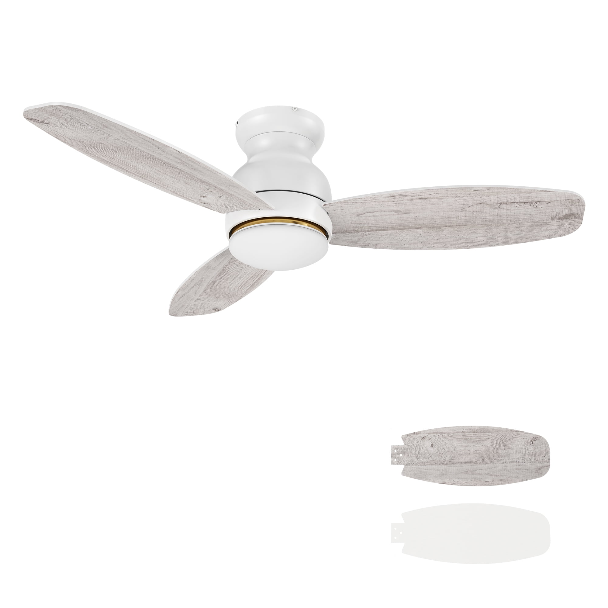 Carro 48 in 3-Blade Low Profile Indoor Ceiling Fan with LED Light and Remote (White, 48 in) xz3v0