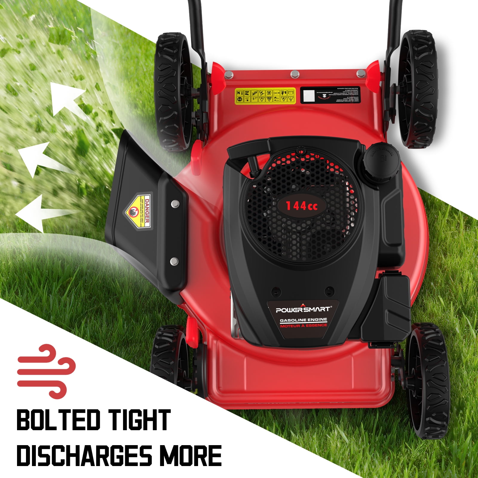 PowerSmart 144cc Gas Push Lawn Mower with Steel Deck (18 in, 5-Position Height Adjustment) 72rr7