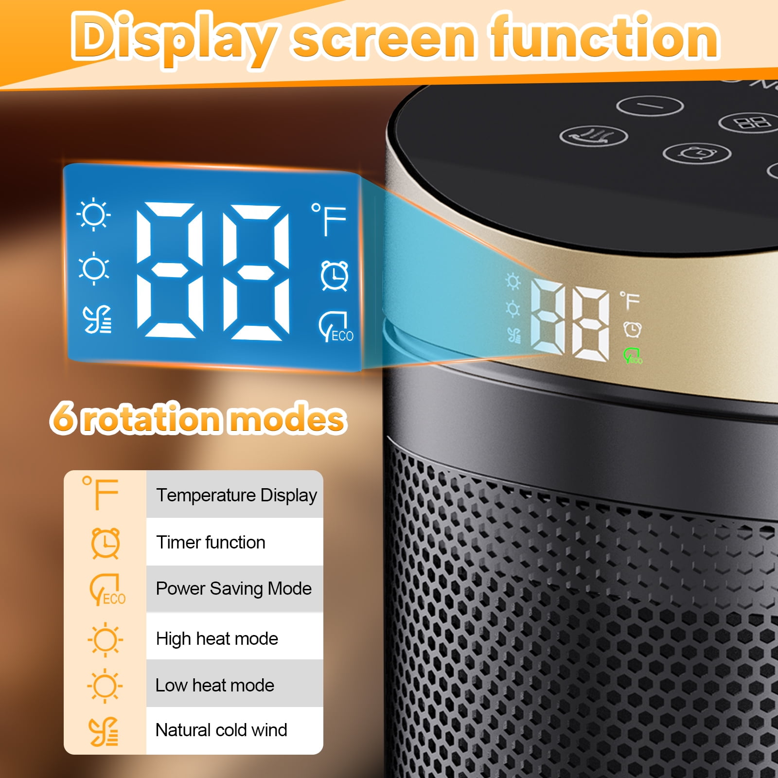 DNXNIAIFY Portable Electric Space Heater with Remote Control (Black, 1500W) ewmlq
