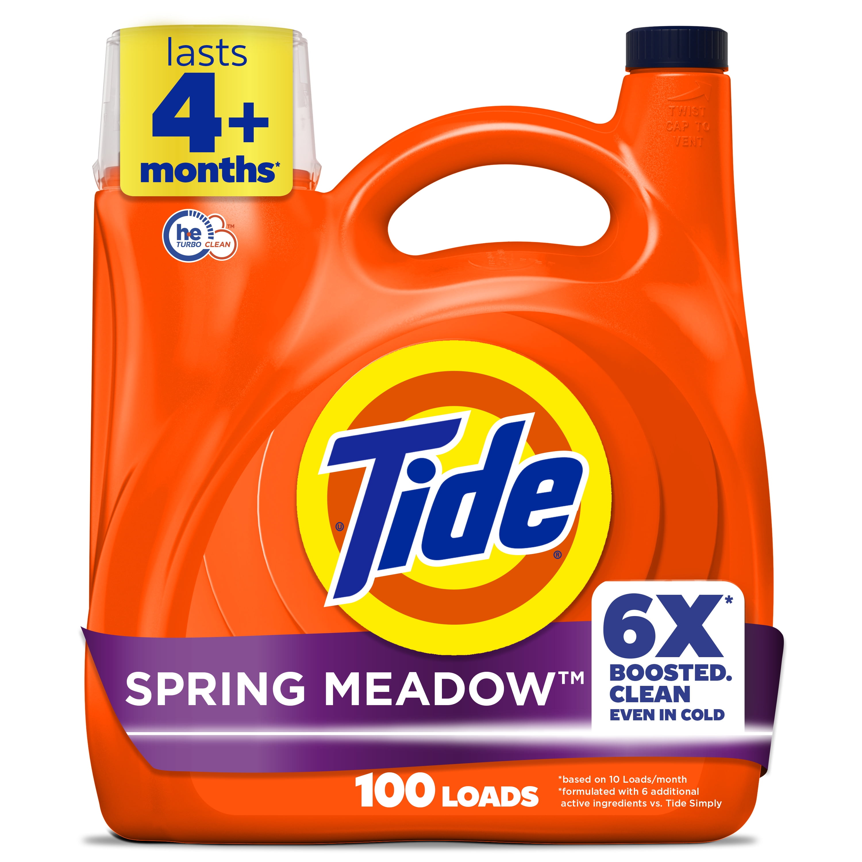 Tide Laundry Detergent Liquid, Spring Meadow Scent, Concentrated Stain Removal Formula (125 fl oz) nrdmg