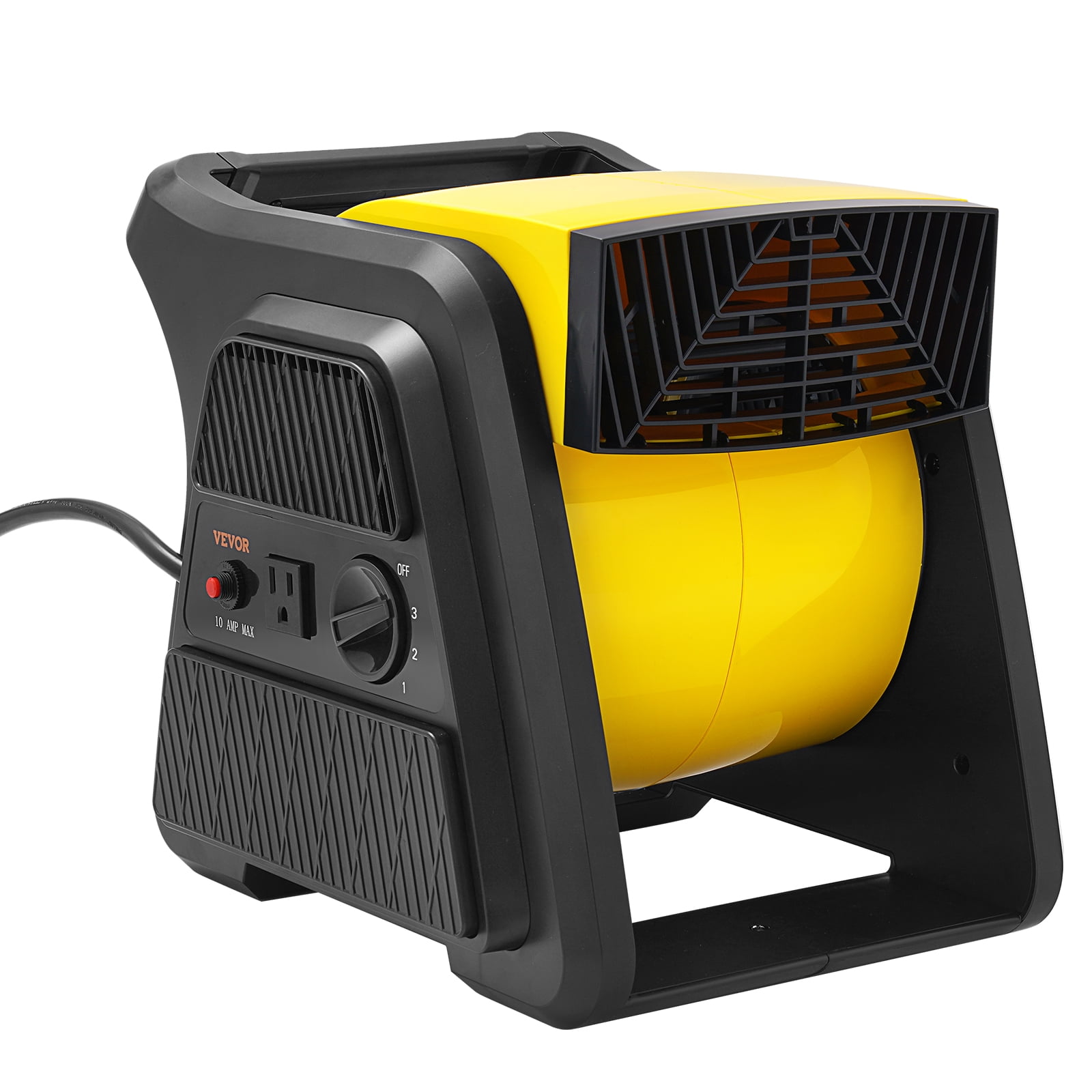 VEVOR 600 CFM 3-Speed Floor Blower Fan, Portable Utility Air Mover for Carpet Drying and Ventilation (Black, 12.8 in x 10.2 in x 11.4 in) hyknc