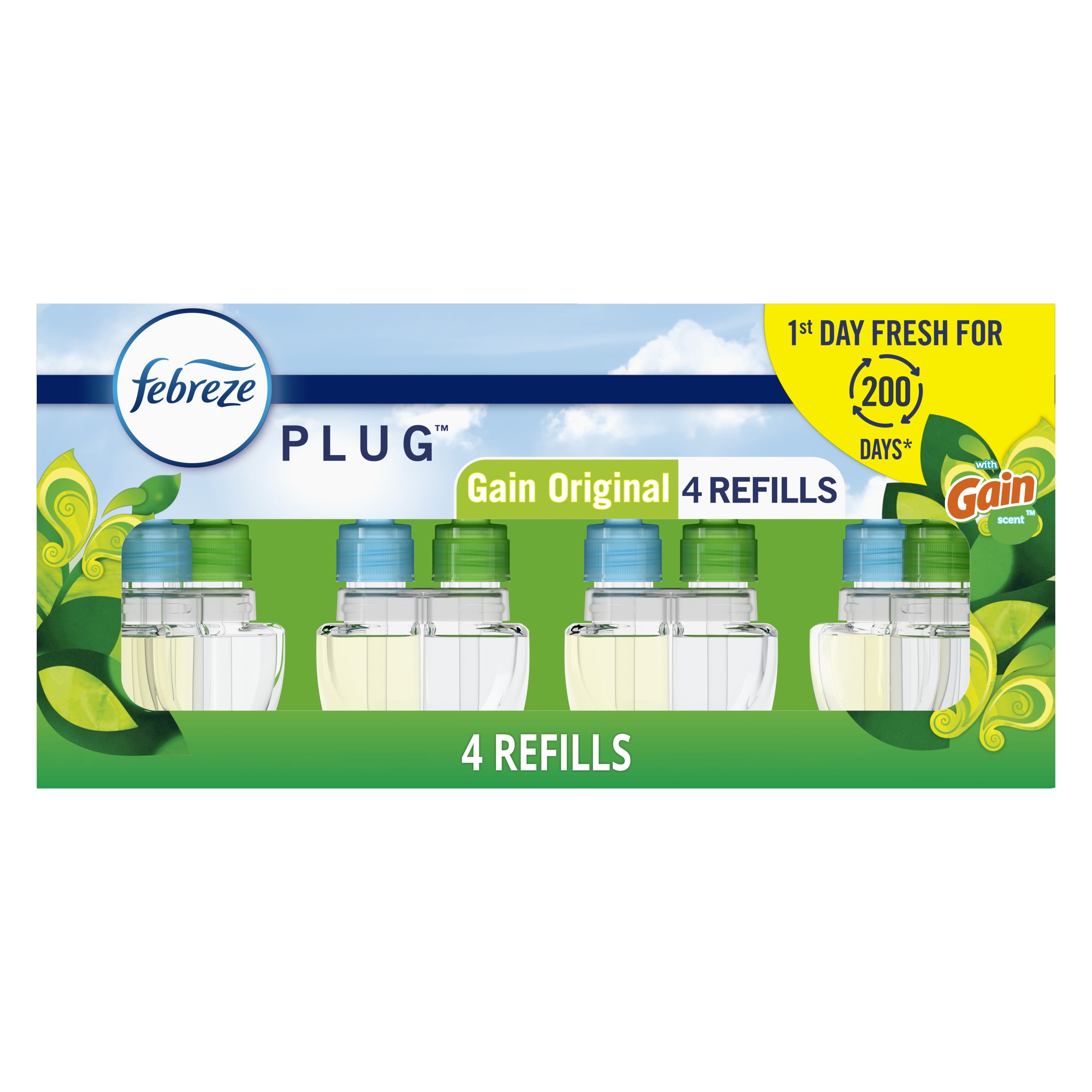 Febreze Fade Defy Plug In Air Freshener Scented Oil Refill (Gain Original, 4 Count, 0.87 fl oz each) cn3wz