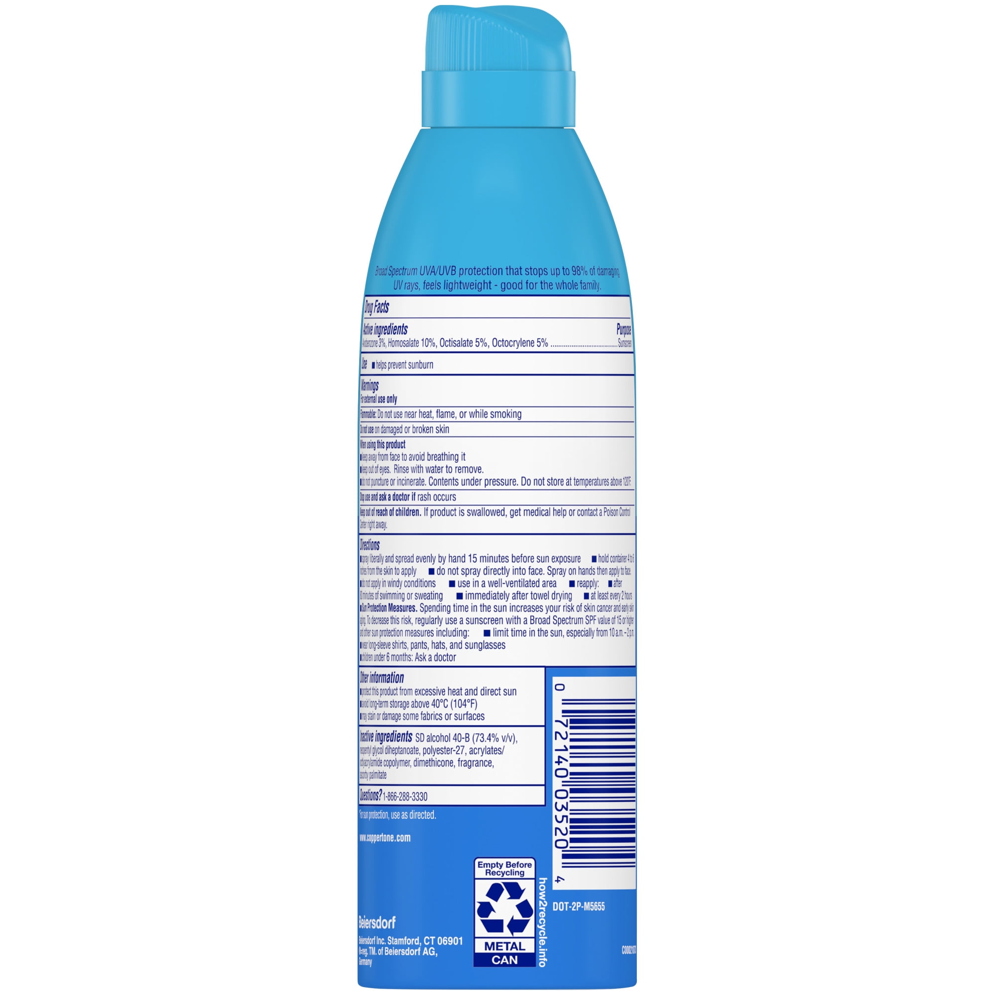Coppertone Complete Sunscreen Spray, Broad Spectrum SPF 50 Sun Protection (5.5 oz) hfioz