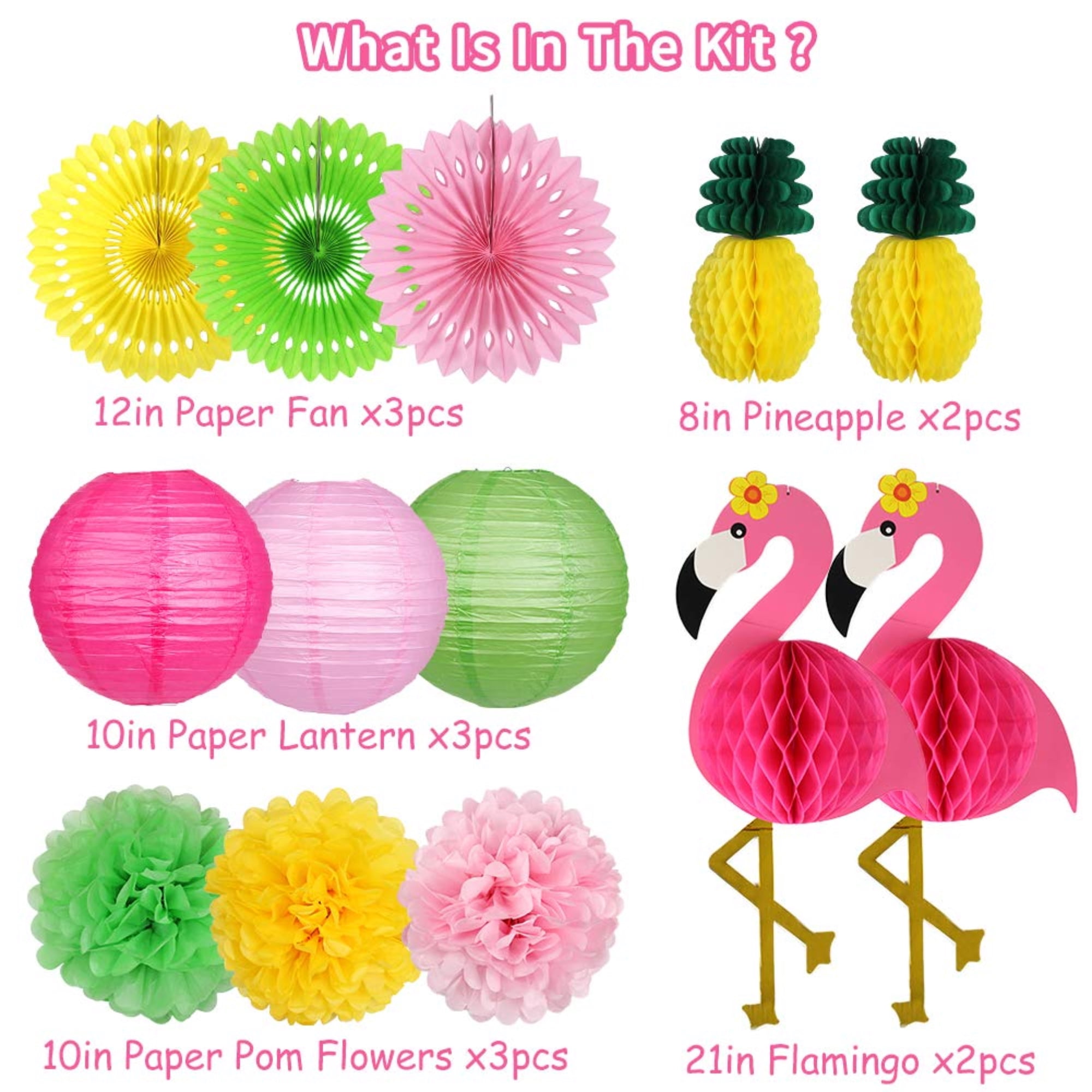 YangJin Tropical Luau Party Decorations Set, Flamingo and Pineapple Theme for Summer Beach Birthdays (13 Piece Set) 6iatj