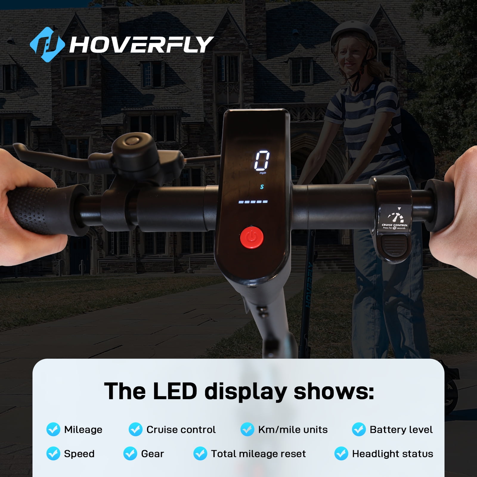HOVERFLY X1 Electric Scooter for Adults, Foldable Commuter Scooter with LED Display and 8.5 in Anti-Flat Tires (Black, 35 lb) 1n7dt