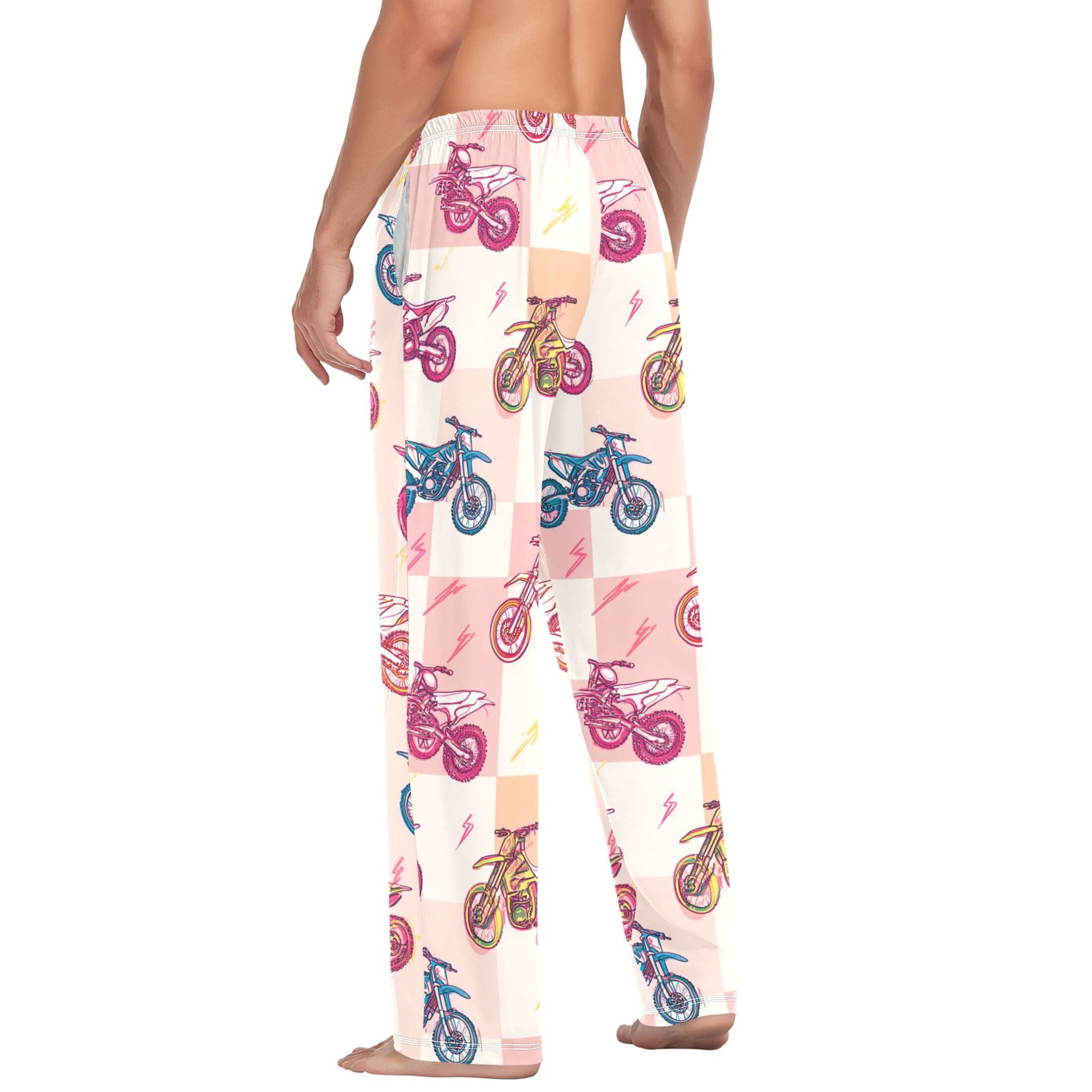 MNSRUU Men's Motocross Pajama Pants Cotton Loose Fit Sleepwear with Pockets (Multicolor, XL) 12h4b
