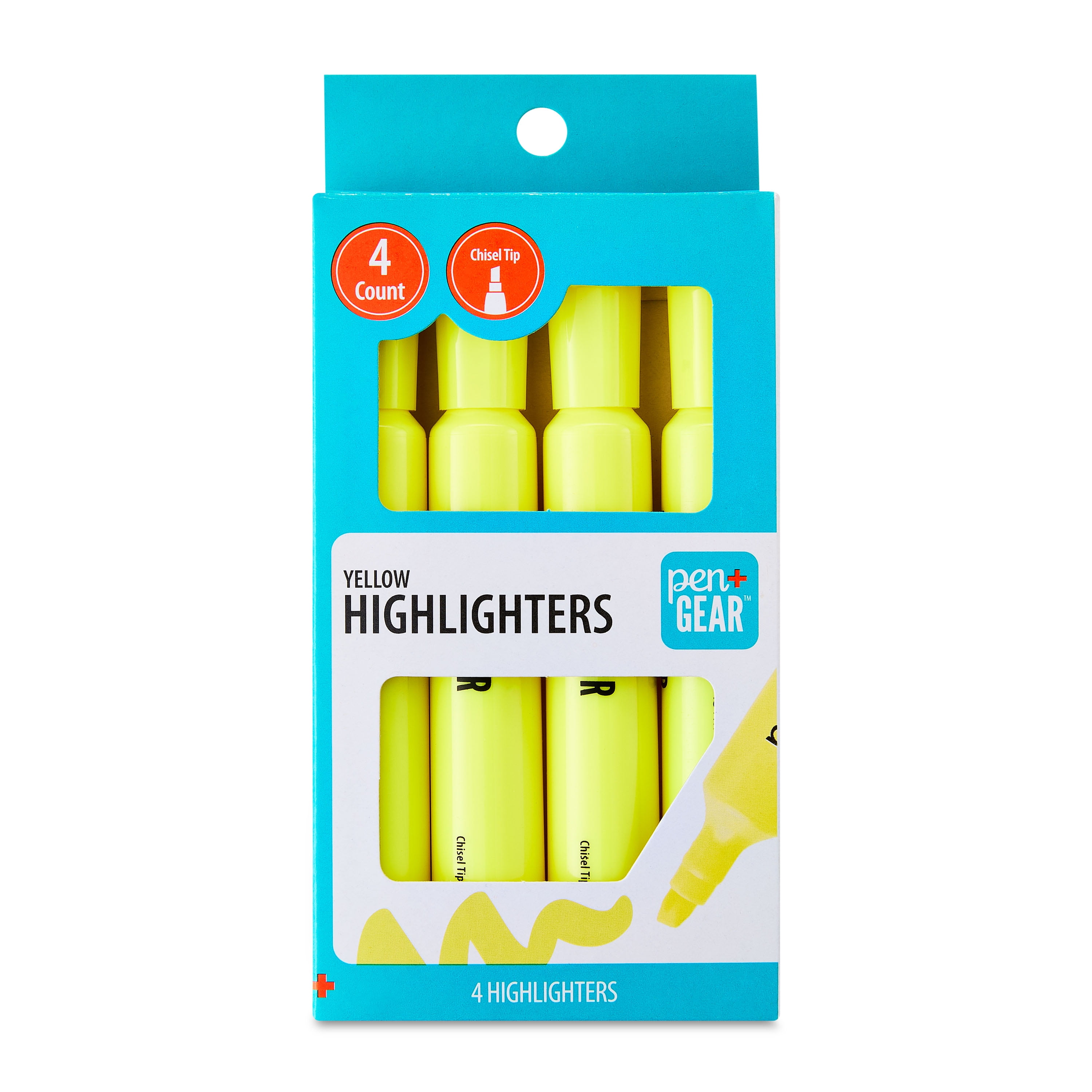 Pen+Gear Jumbo Tank Highlighters, Chisel Tip, Smooth Ink Flow (Yellow, 4 Count) kfxa1