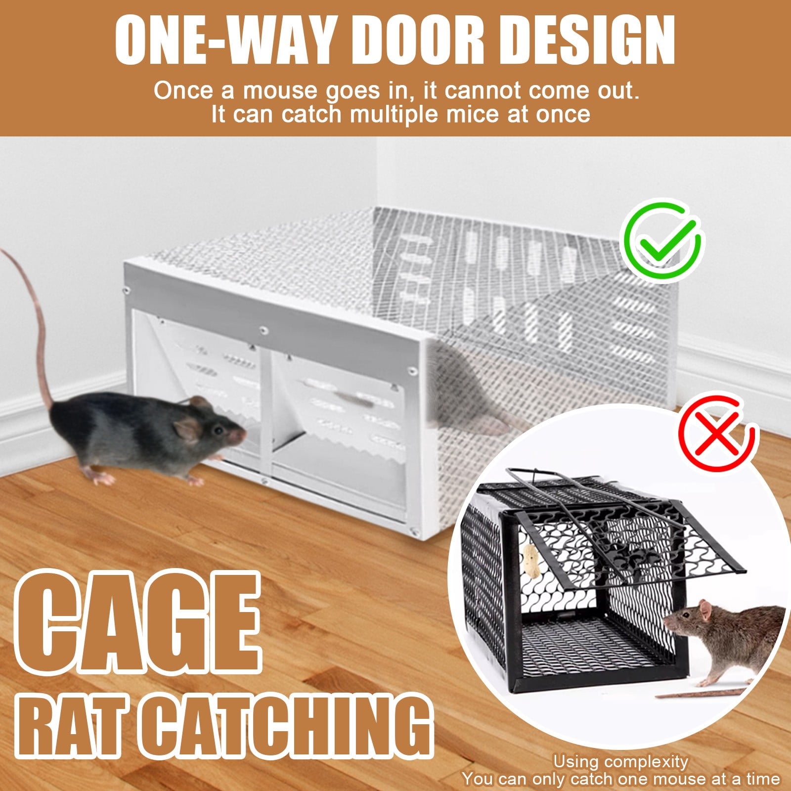 LINMOUA Humane Live Animal Trap Cage, Double Opening One-Way Door for Rodents, Chipmunks, and Small Mice (12 in x 9 in x 6 in) ddwip