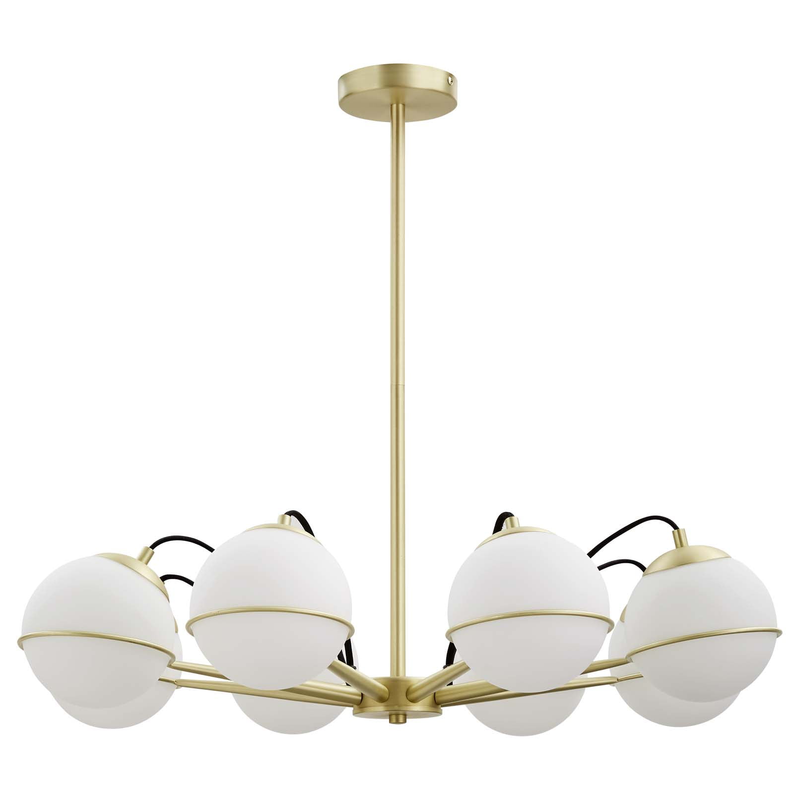 Modway Hanna 8-Light Chandelier Mid-Century Modern Ceiling Fixture (Opal Gold, 31.5 in) 646kk