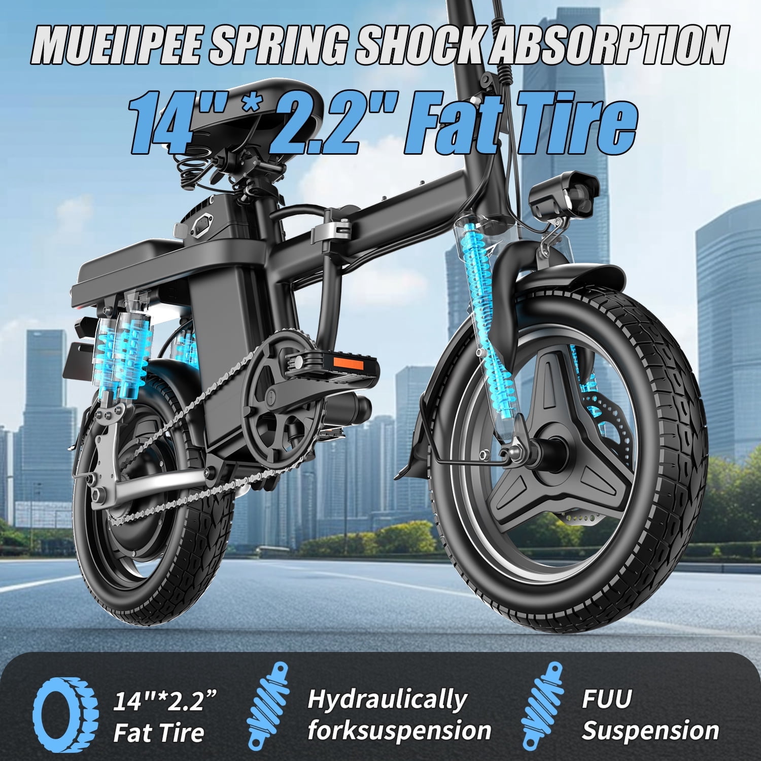 ASKGO Electric Bike for Adults, 500W Folding E-Bike with 48V Removable Battery, UL 2849 Certified Commuter Bicycle (Black, 14 in) 74aem