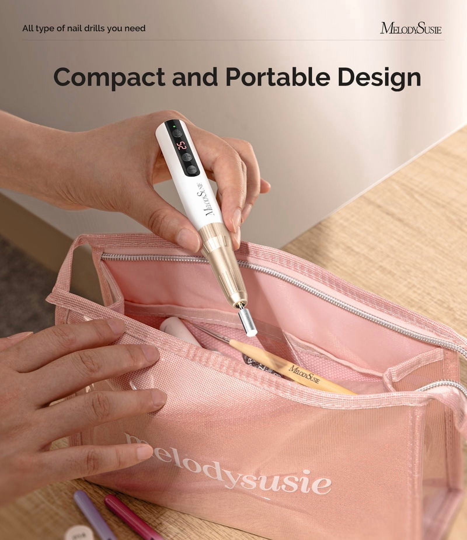 MelodySusie PC180E Cordless Rechargeable Nail Drill Professional Electric Manicure File (White, 1 Count) 4umt4