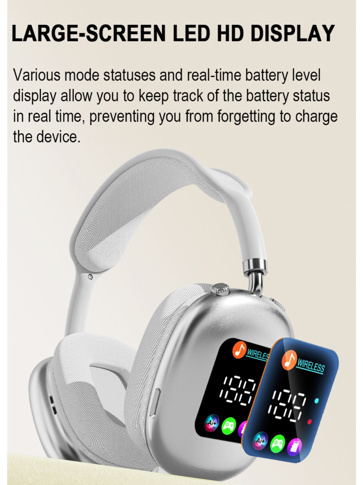 aomogo Wireless Bluetooth 5.4 Gaming Headphones with Active Noise-Cancelling Microphone (Black, One Size) clsku