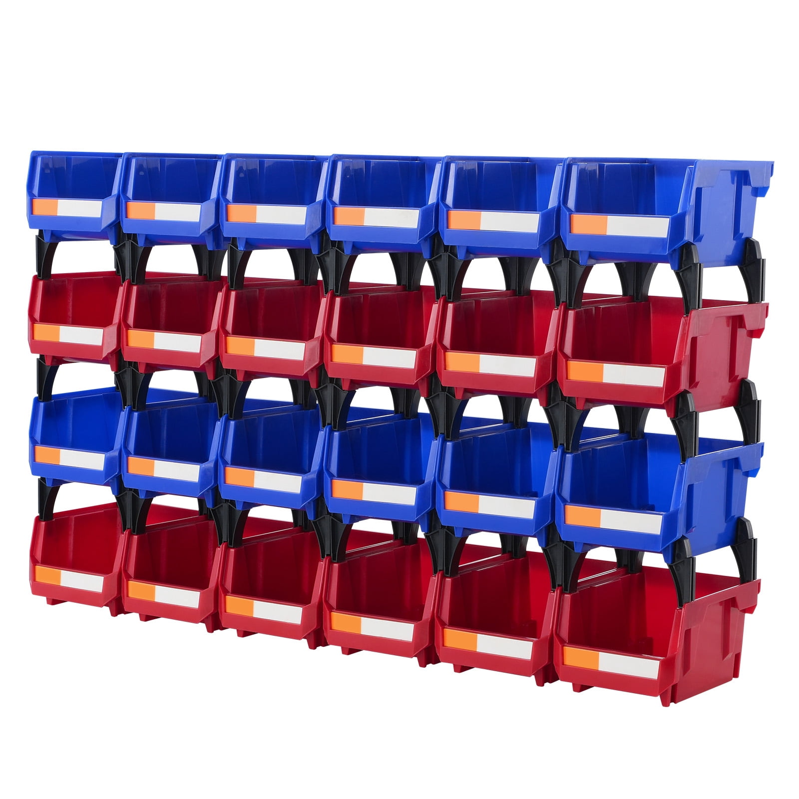 KFFKFF Stackable Storage Organizer Bins, Durable Plastic Hanging Bins for Closet and Kitchen (Blue, 24-Pack, 5.4 in x 4.1 in x 3.1 in) vqn1l