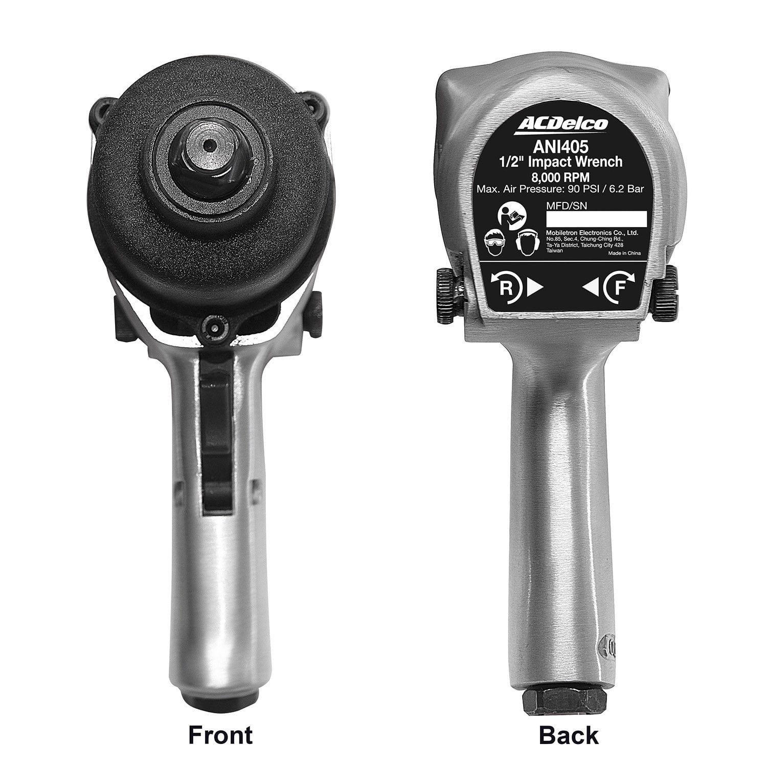 ACDelco ANI405A Heavy Duty Twin Hammer 1/2 in 500 ft-lbs 5-Speed Pneumatic Impact Wrench (Silver, 7.25 in) hc9mk