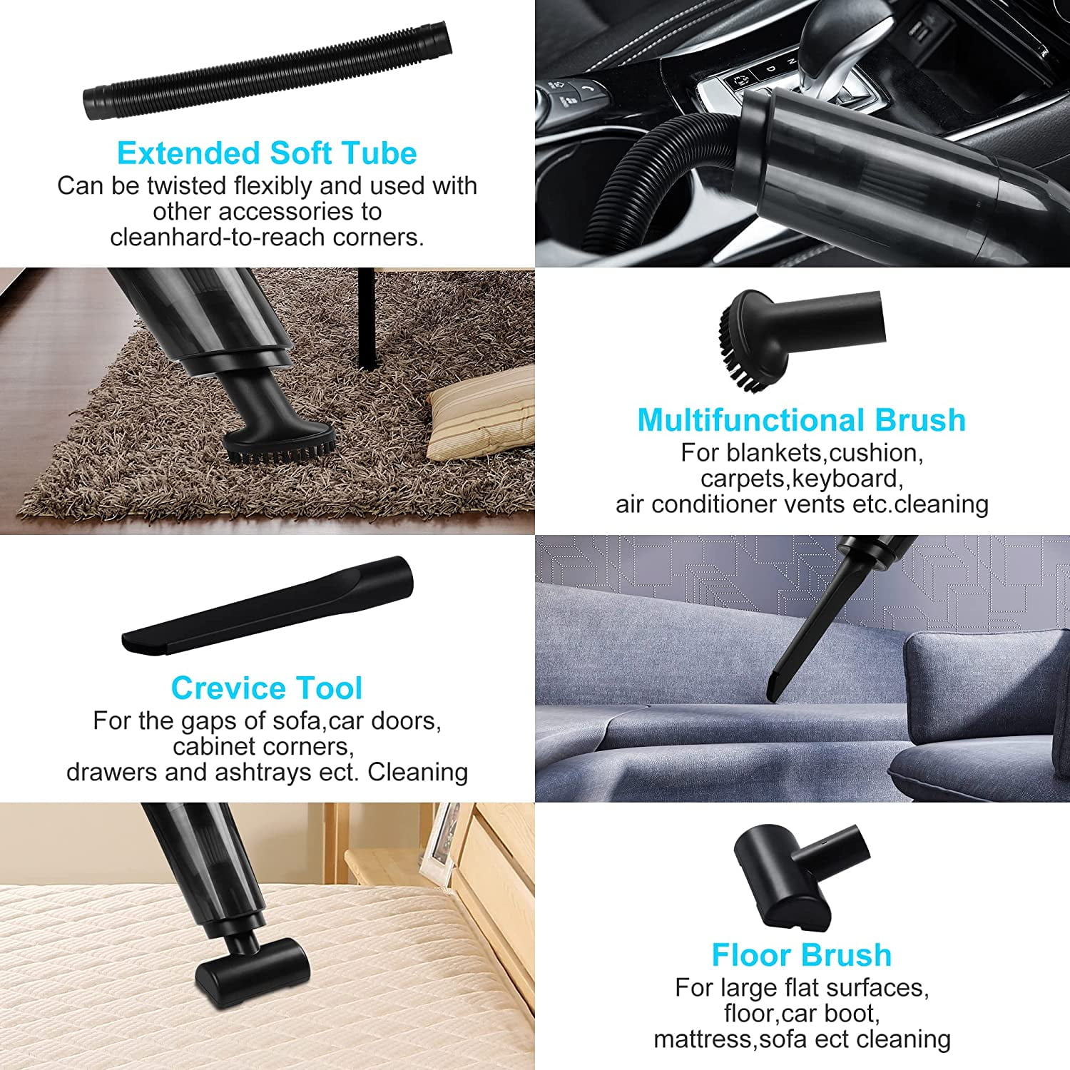 COWIN Portable Cordless Handheld Car Vacuum Cleaner (Black, 13.27 in) kjjbe