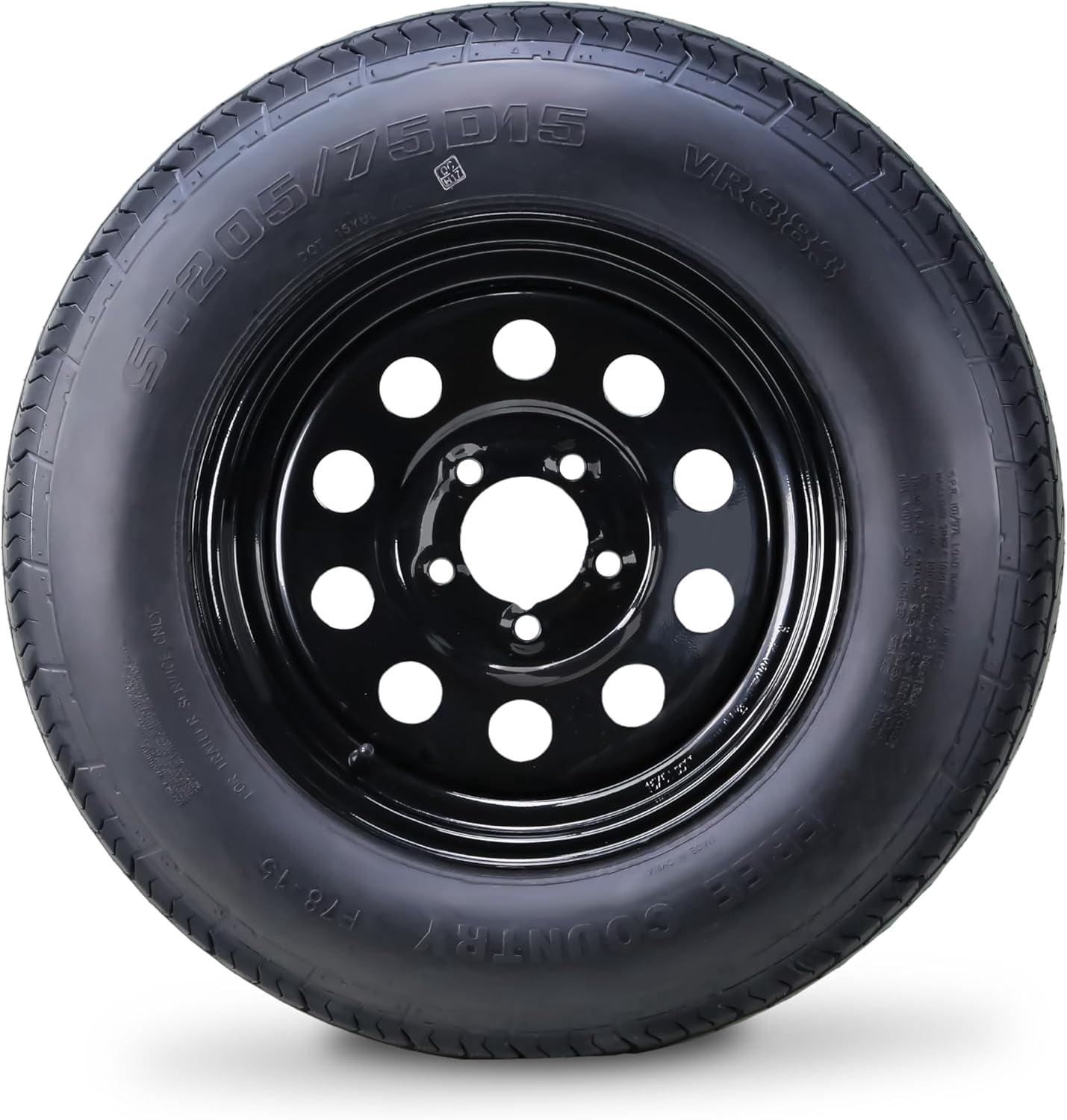 FREE COUNTRY Trailer Tire and Wheel Assembly (ST205/75D15, 6-Ply, 5 Lug on 4.5 in, Set of 2) bsv75