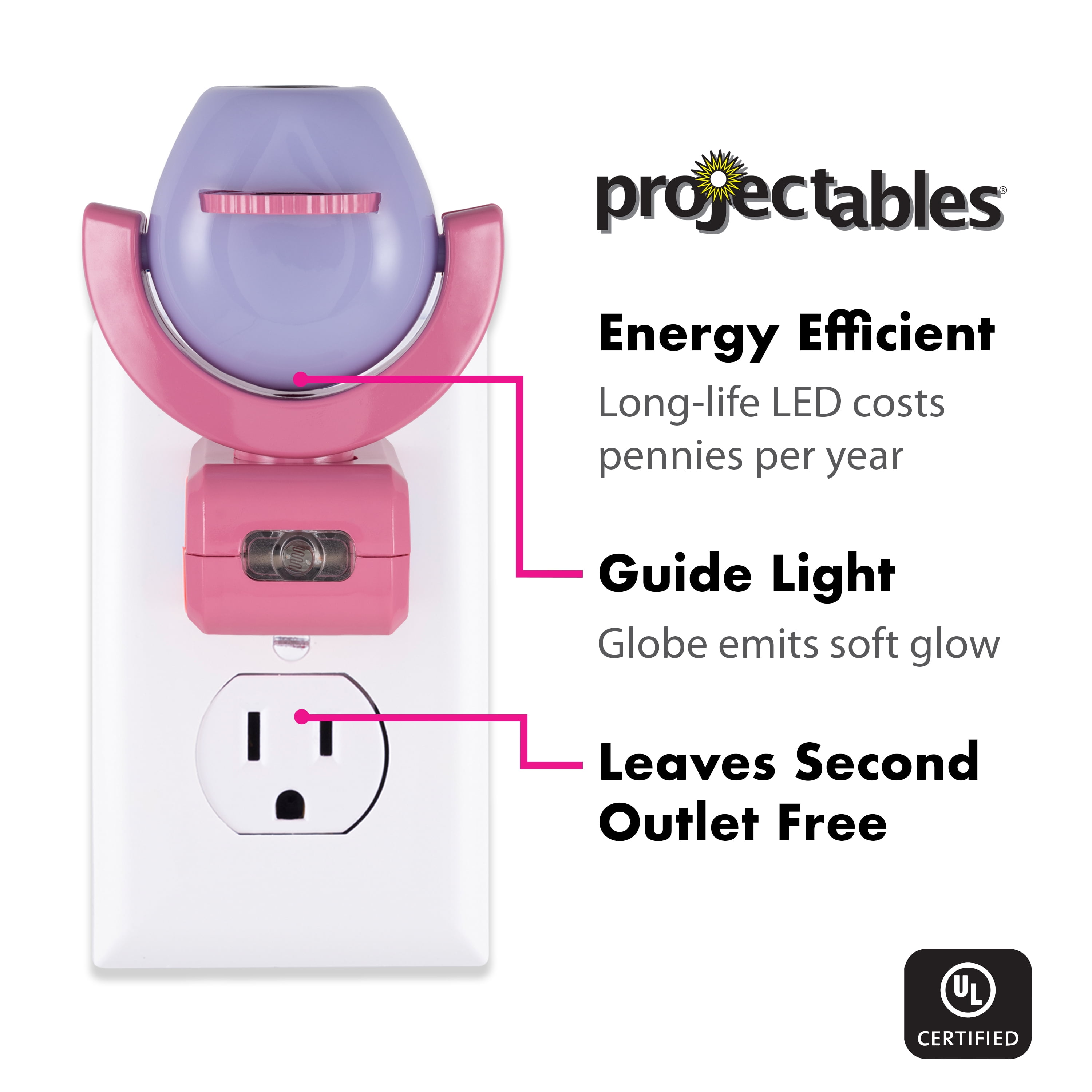 Disney Minnie Mouse Projectables LED Night Light, 6-Image Projection, Light Sensing (Pink, 7.25 in x 1.65 in) xaz2j