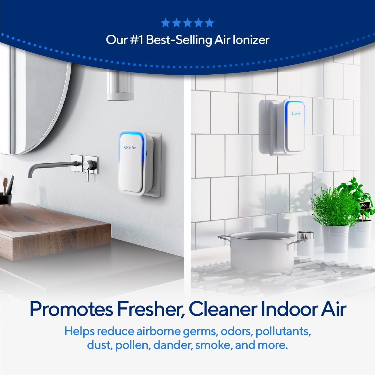 Clarifion Air Ionizer Plug-in Purifier for Home and Office (3 Pack) gm78w