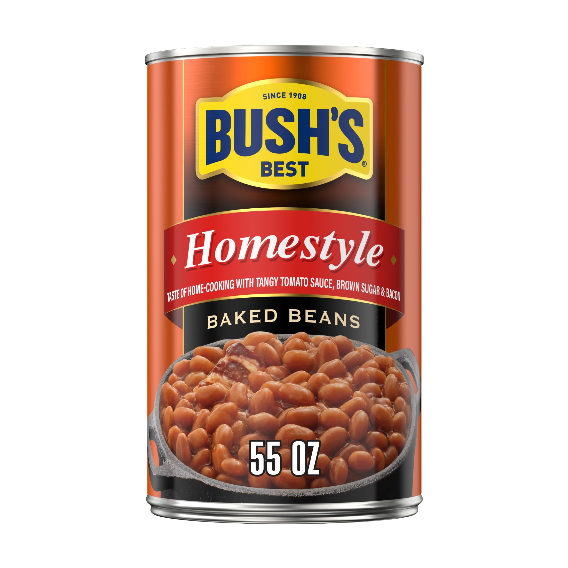 BUSH'S Homestyle Baked Beans, Slow-Cooked Navy Beans with Bacon (55 oz) qwscl