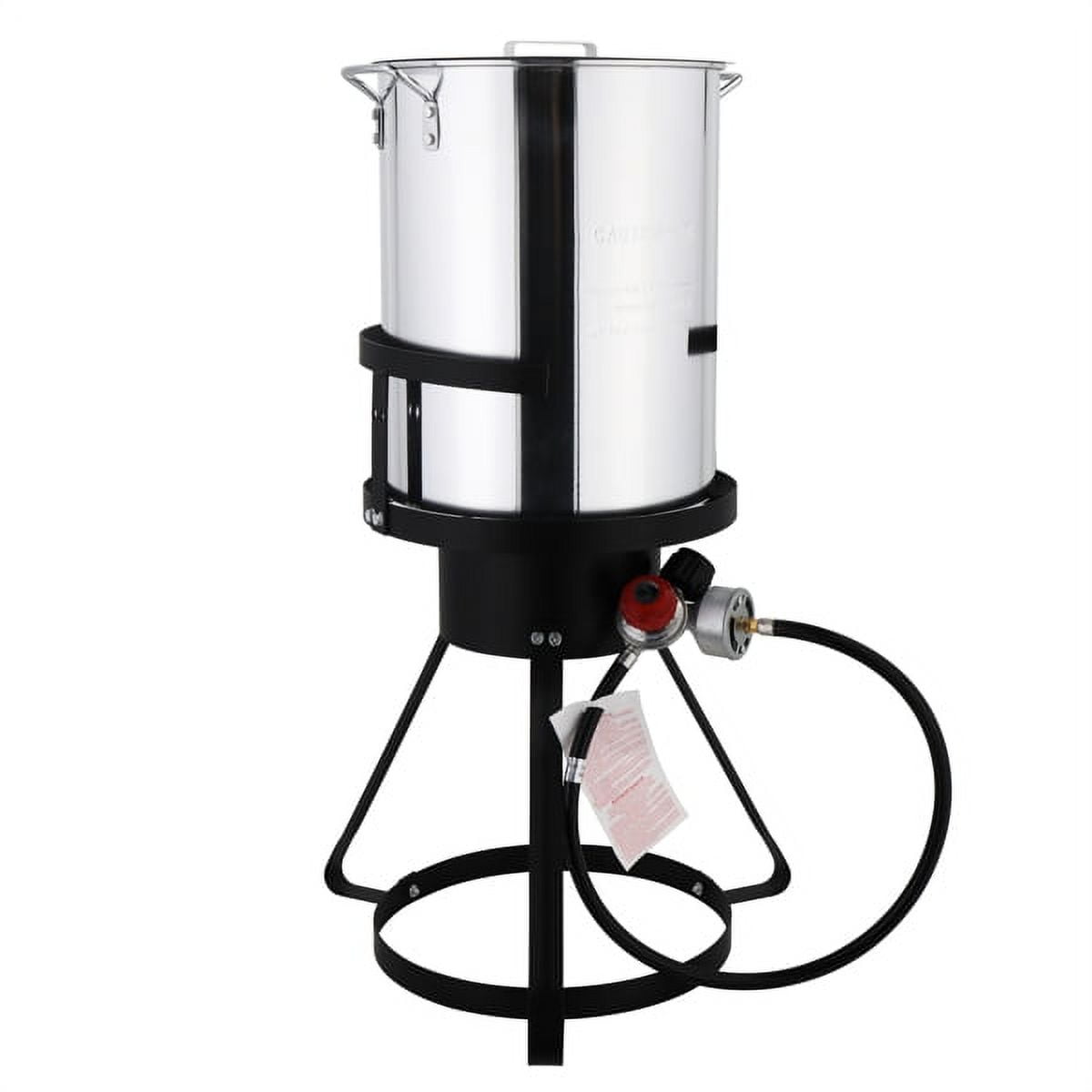 Immere 32 QT Aluminum Turkey Fryer Pot and Campfire Tripod Stand (Black, 32 QT) 763o6