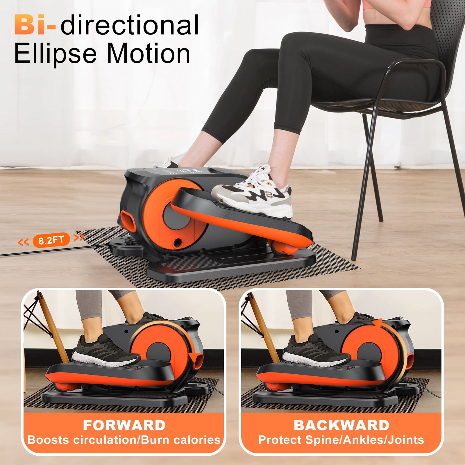 Funslim Under Desk Elliptical Machine, Quiet Electric Seated Pedal Exerciser with Remote Control (Black, 1 Unit) ngog9