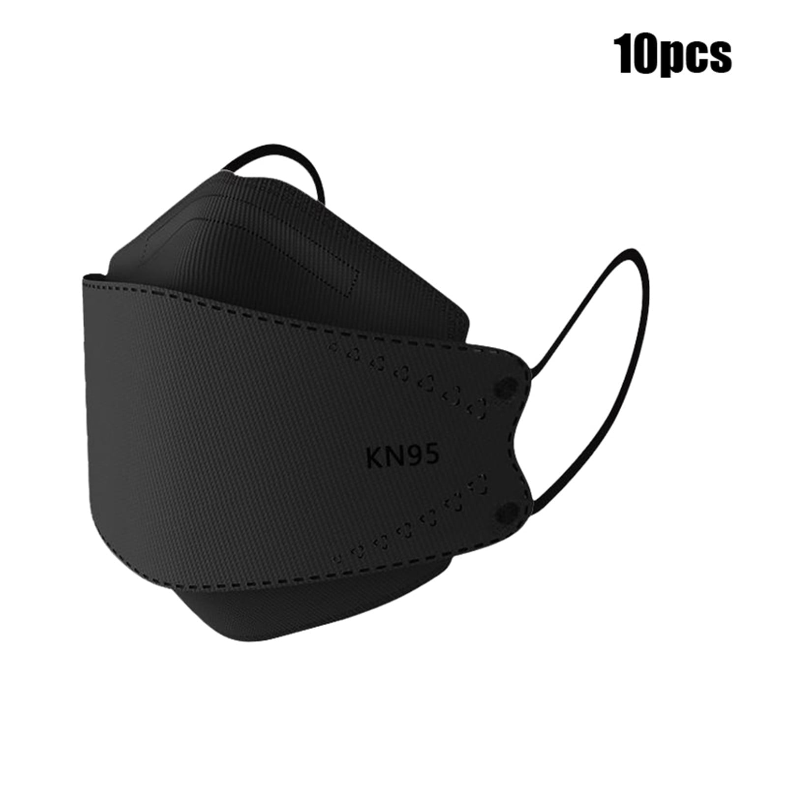 Whit3fivE KN95 Face Mask Disposable Protective Respirator Breathable 3D Contour Fit (Black, 10 Pack) wqo93
