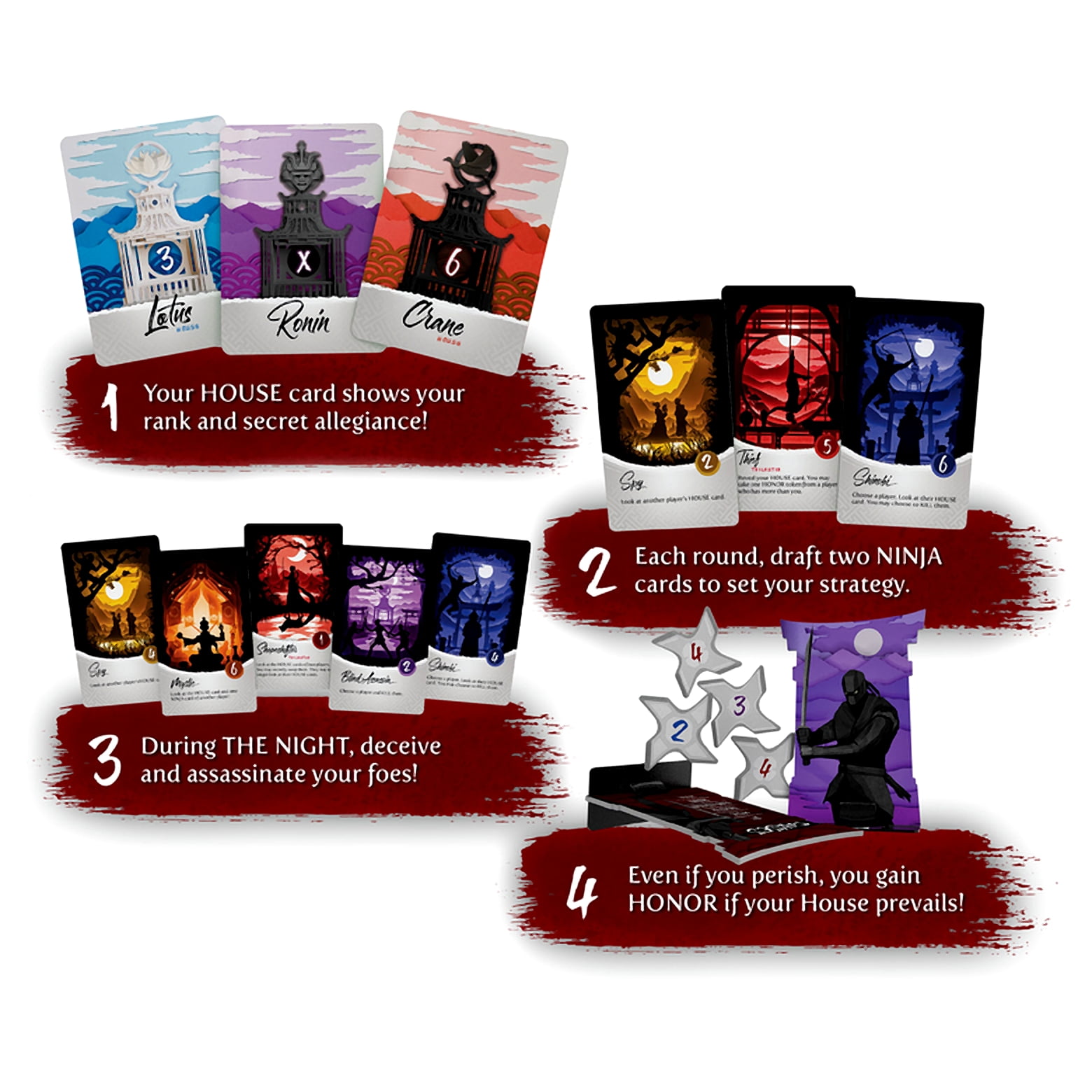 Brotherwise Games Night of the Ninja Social Deduction Strategy Card Game (1 Pack) asl14