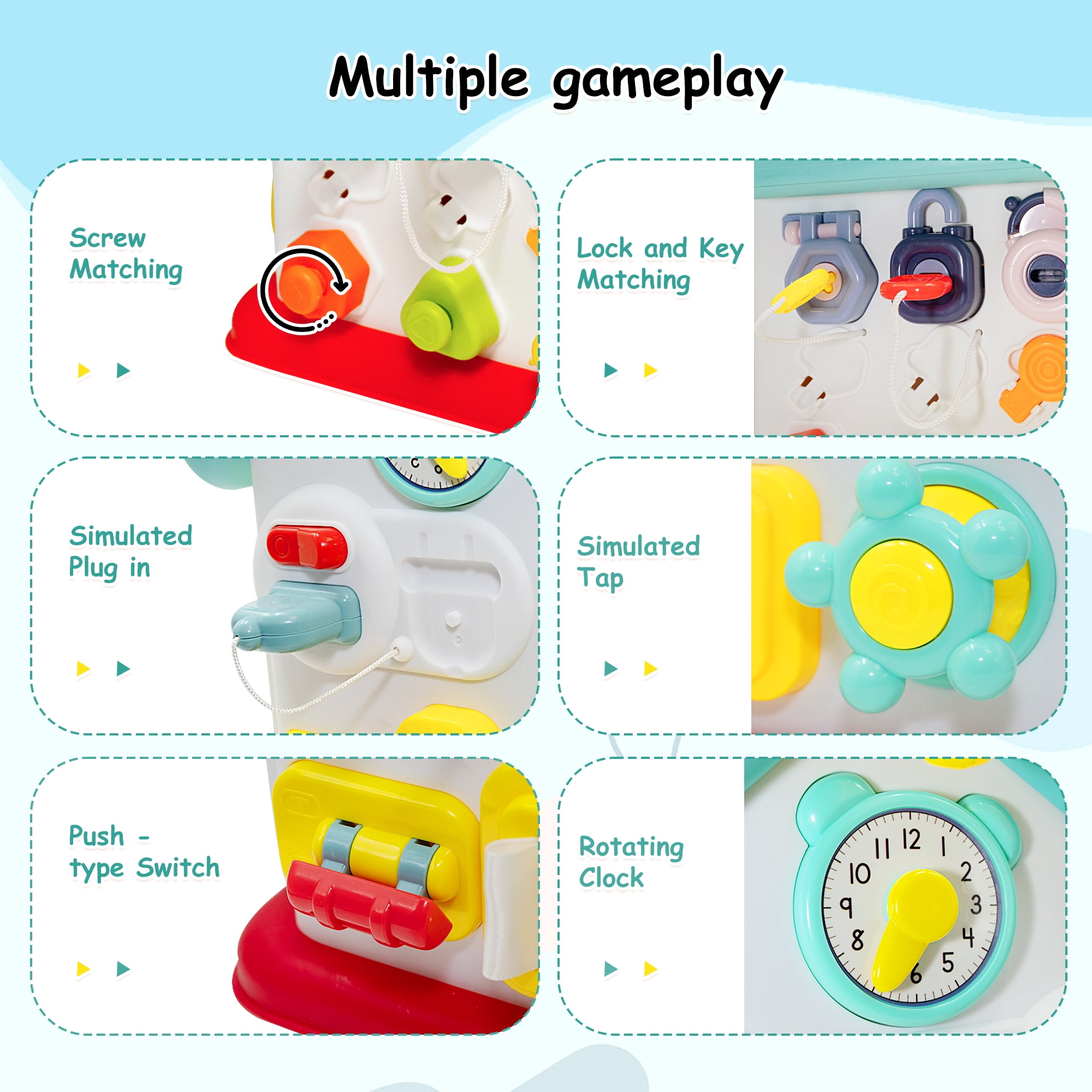 SaveJoy Montessori Busy House Activity Center with Music and Sensory Learning (6-in-1, Multi-color) ptkl9