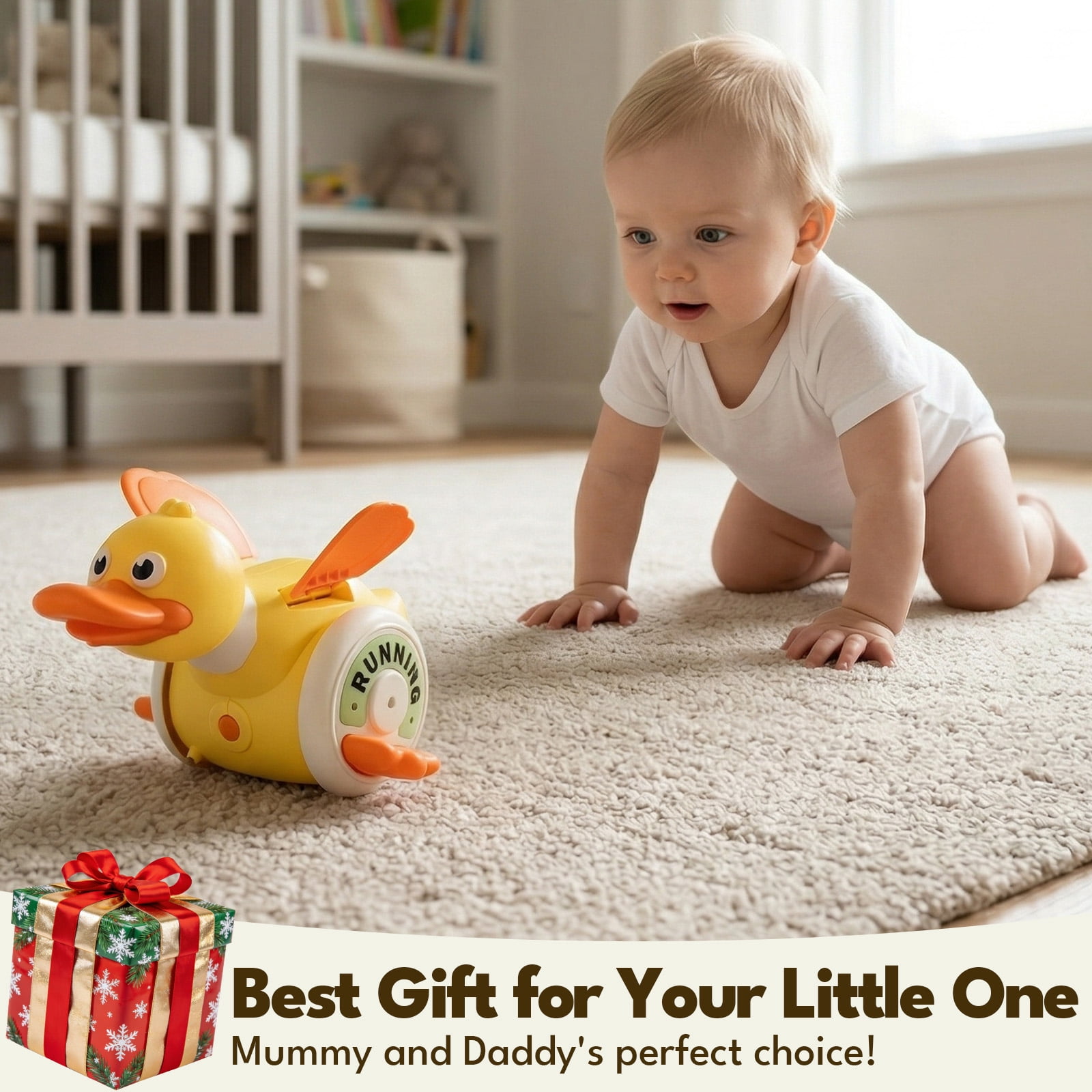 Lvelia Crawling Duck Baby Toy, Interactive Musical Sensory Development Toy for Tummy Time (Yellow, 1 Pack) 6ofyu