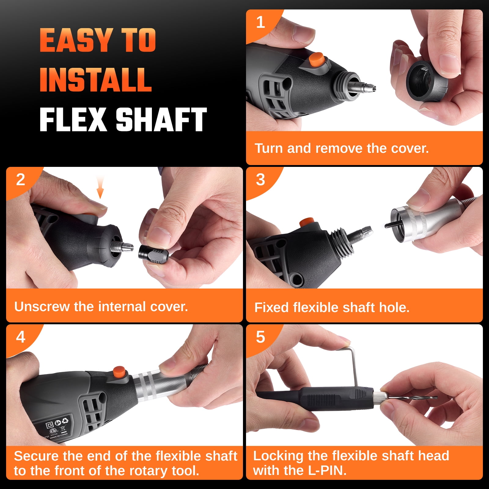 SPBTAR Rotary Tool Kit, 160W Corded Electric Drill Set with 160 Accessories and Flex Shaft (Black, 160-Piece Set) oope7