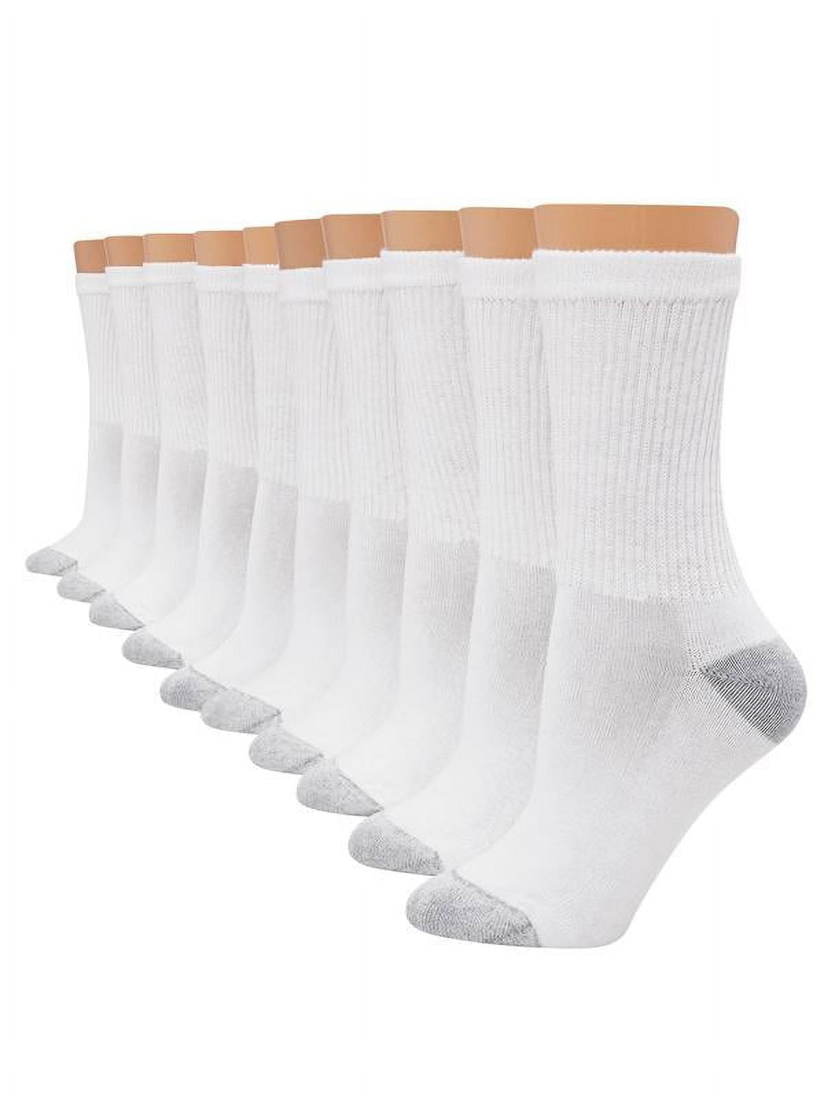 Hanes Women's Cushioned Athletic Crew Socks (White, 10-Pack, Size 5-9) j3bys