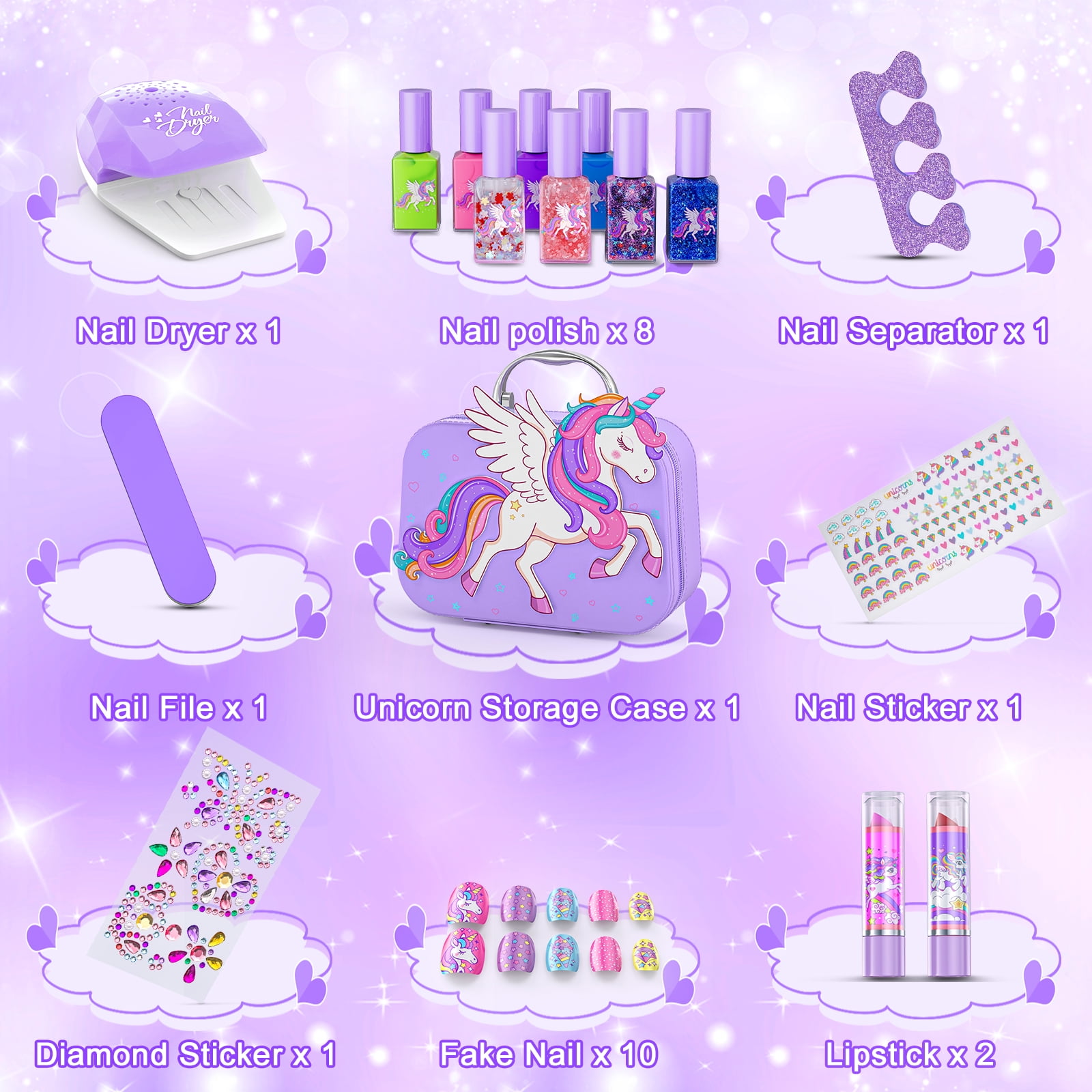 GORISPI Kids Makeup Kit for Girls, Princess Play Cosmetic Set with Carrying Case (1 Set) 7lhyu