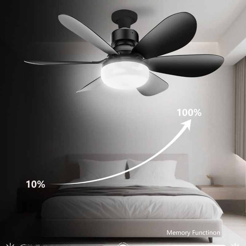Modern Ceiling Fan Light (Black, 20.5 in) 40W LED 3-Speed Indoor Ceiling Fixture for Bedroom and Living Room x1i2c