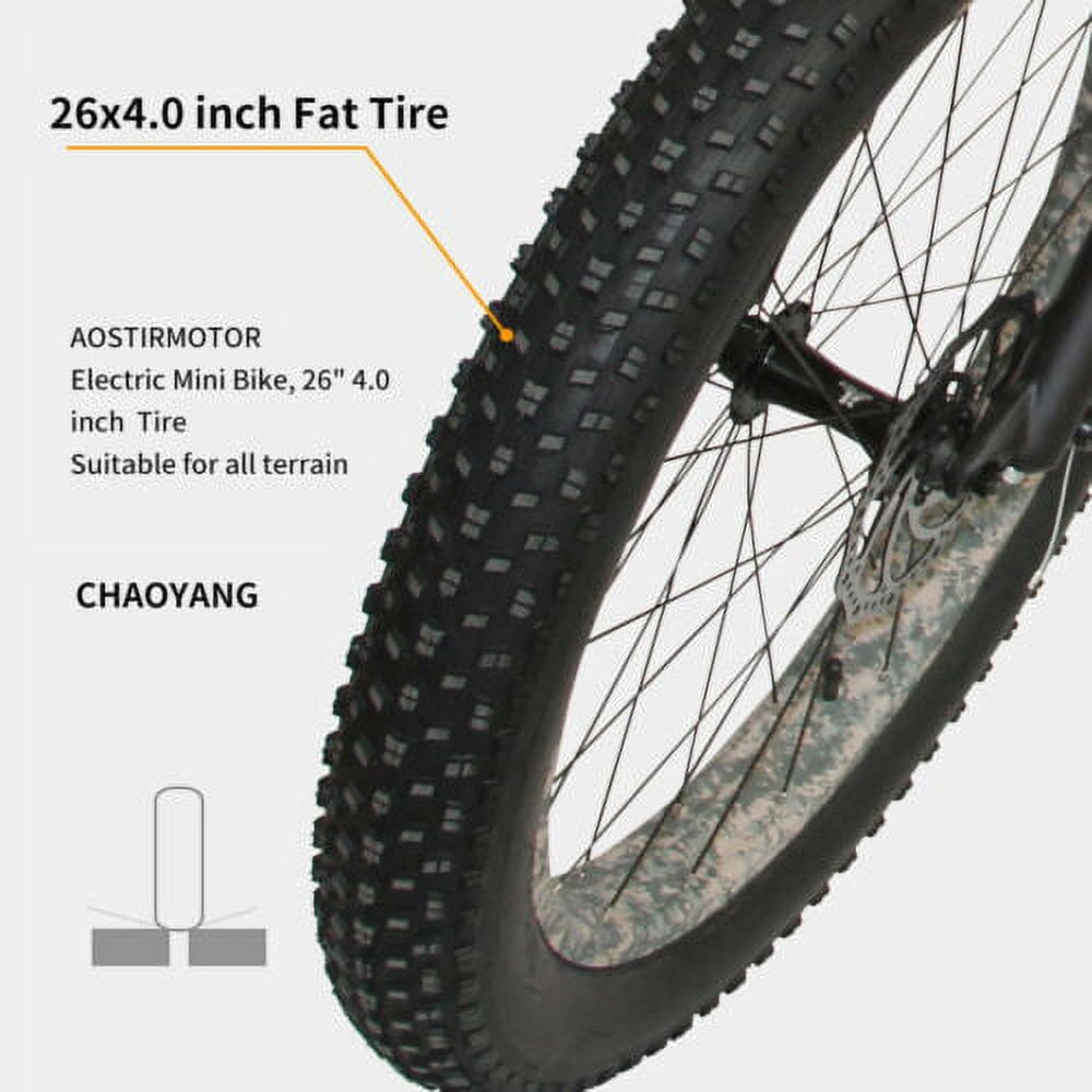 Aostirmotor Electric Mountain Bike, 750W Motor 48V 13Ah Removable Battery, 26 in Fat Tire Ebike for Adults (Black) xpx44