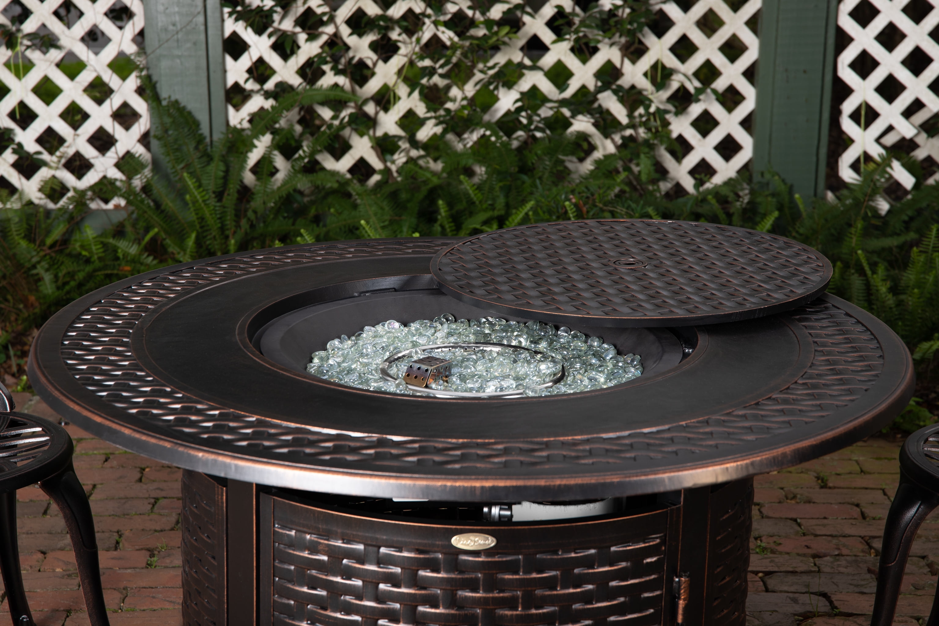 Fire Sense Aluminum Gas Fire Pit Table with Lid and Cover (Antique Bronze, 44 in) g9kz6