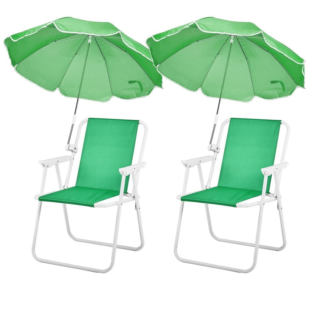 Resenkose Folding Beach Chair with Detachable Umbrella, Portable Outdoor Camping Seat (Green, 265 lb Capacity) bs21h