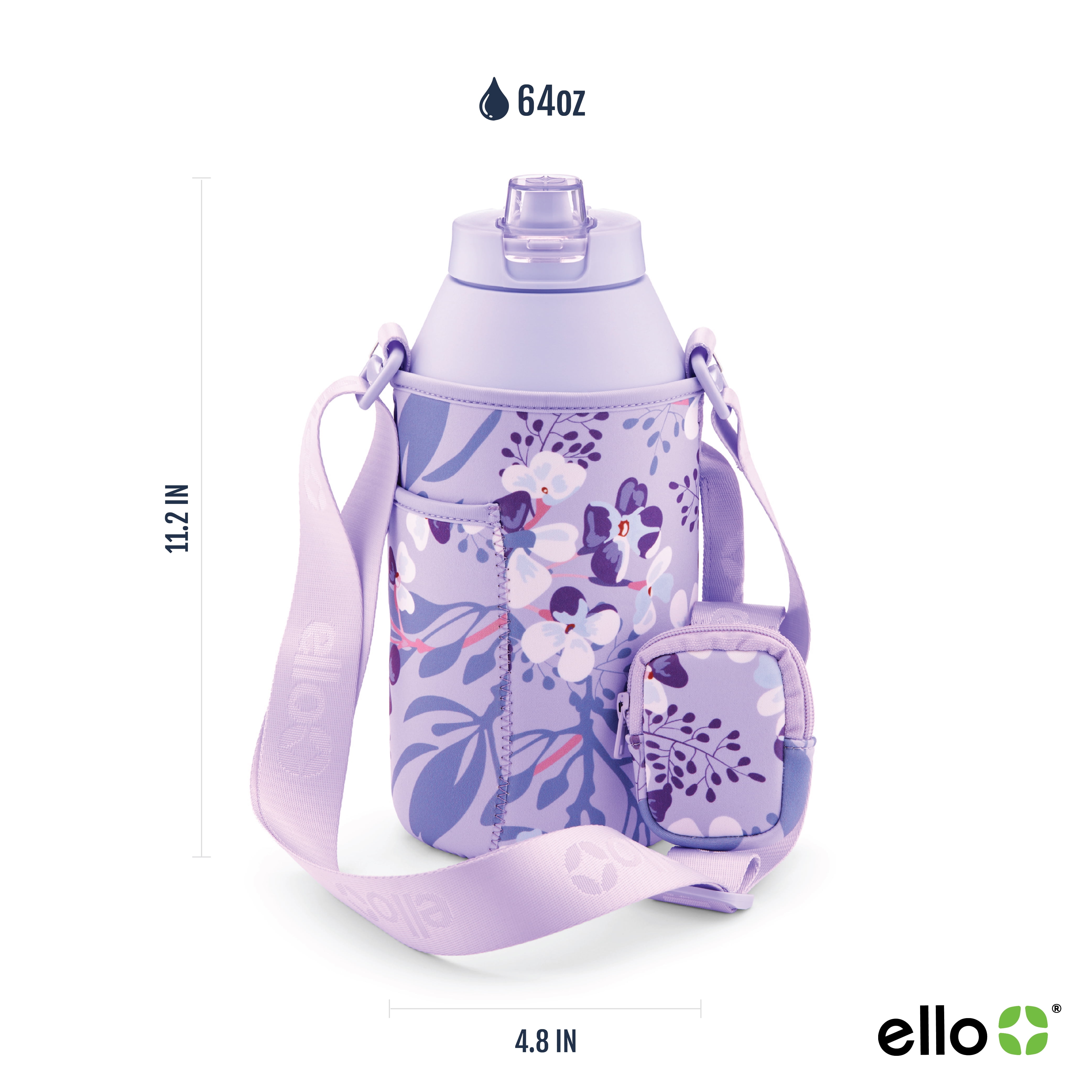 Ello Ultra Clean Stainless Steel Insulated Jug with Carrying Case (Lavender, 64 oz) r7scg