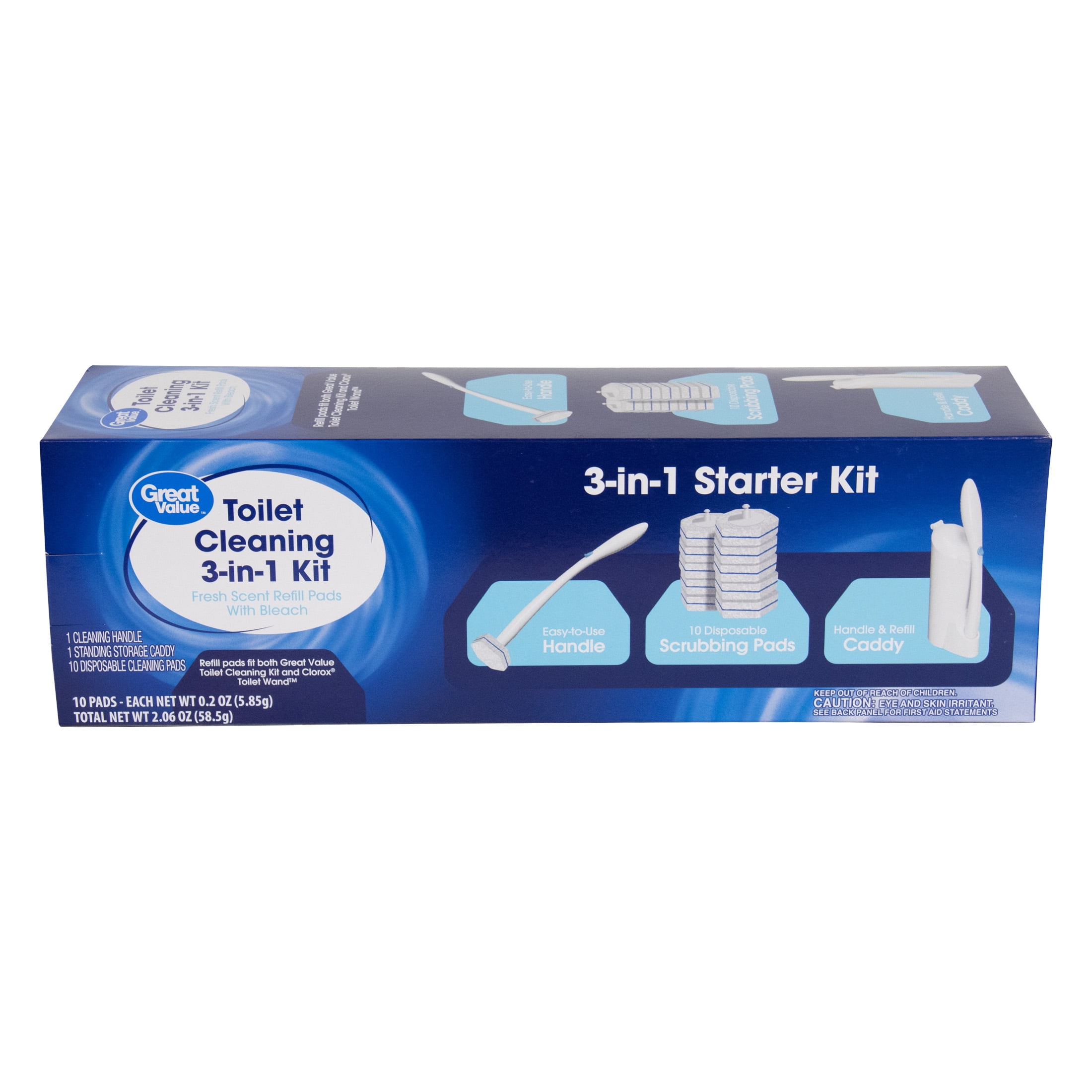 Great Value Toilet Cleaning System (1 Handle, 1 Caddy, 5 Disposable Scrubbing Pads) al8hd