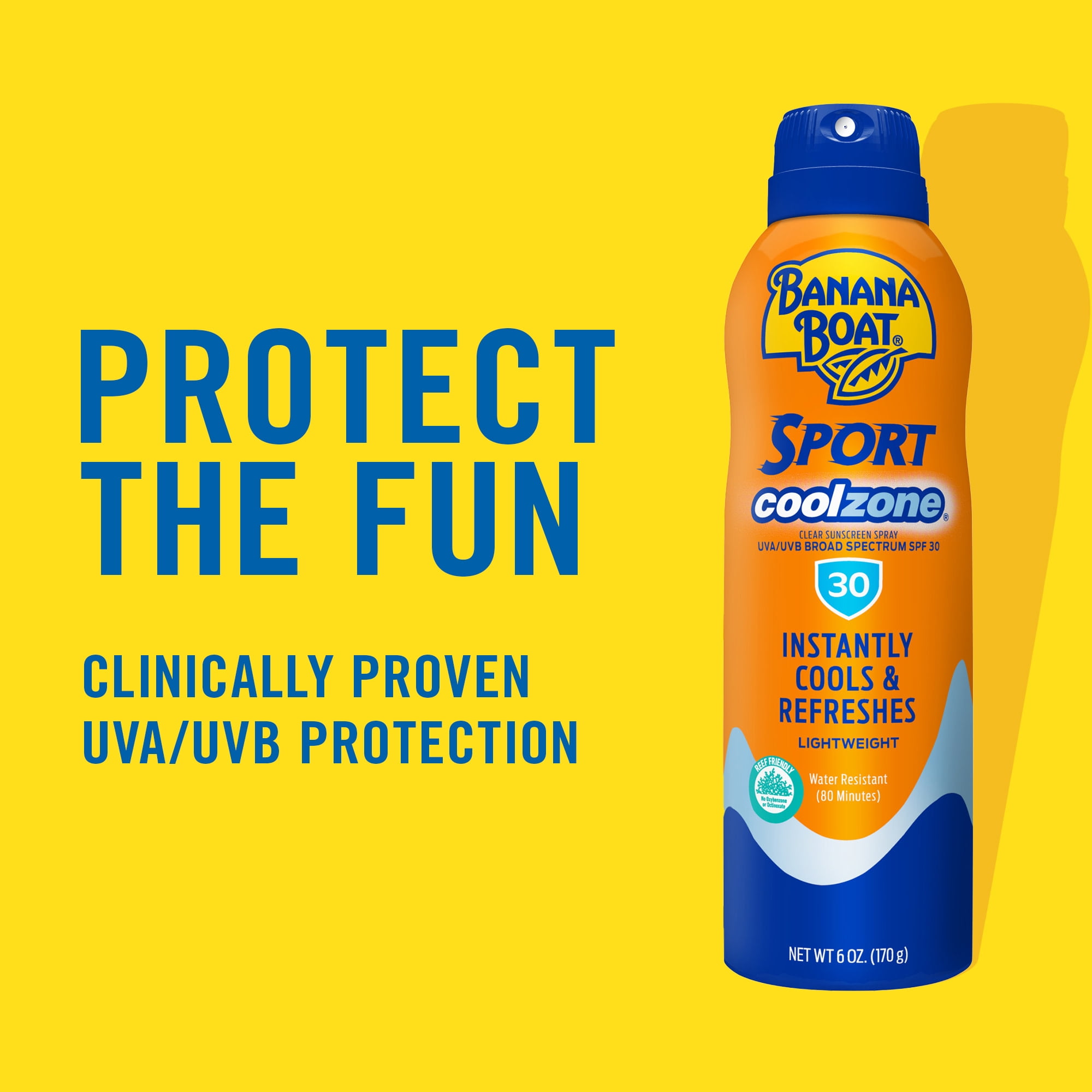 Banana Boat Sport Cool Zone SPF 30 Sunscreen Spray, Broad Spectrum Protection (1.8 oz) zct6b
