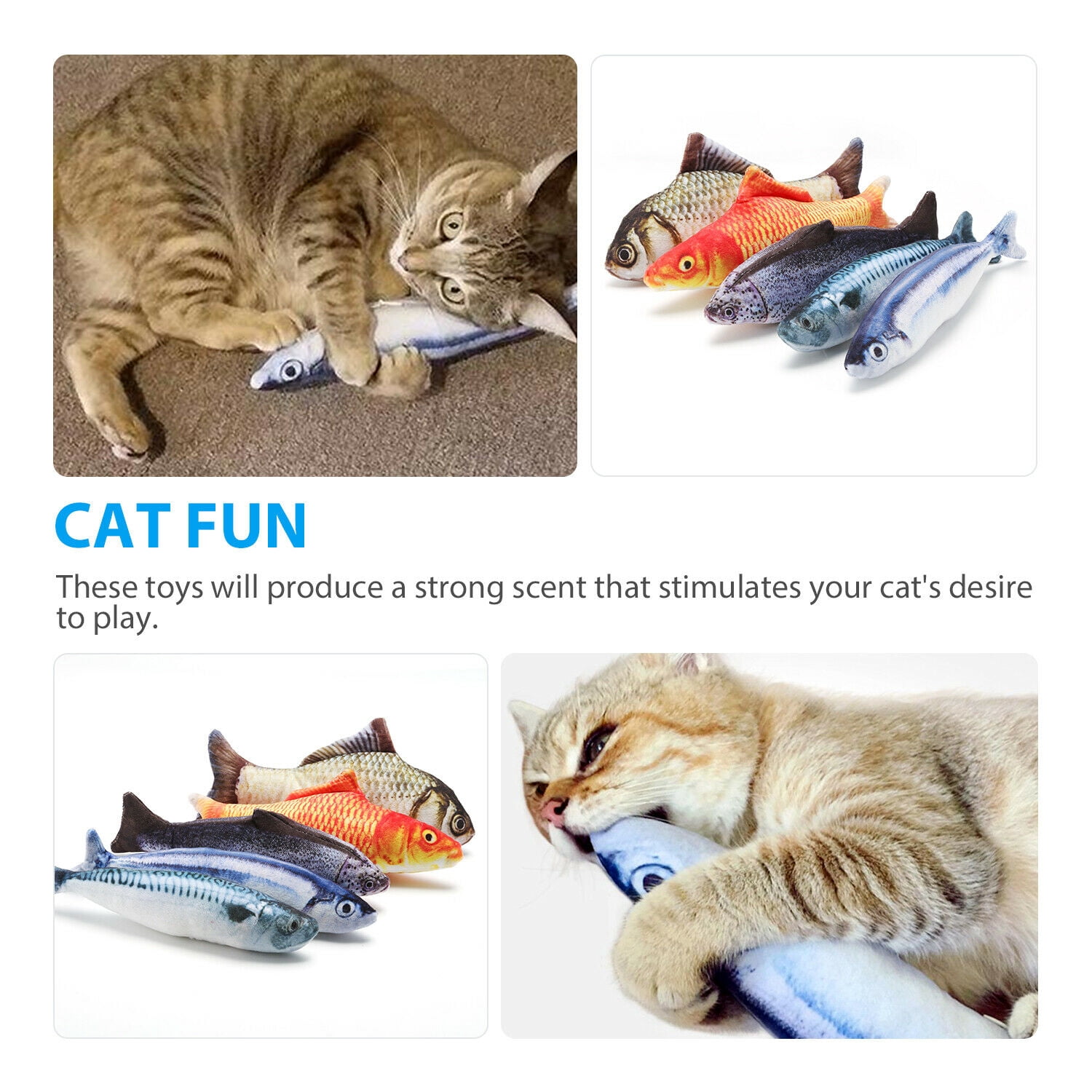 Costyle Realistic Fish Catnip Plush Toys for Interactive Play and Exercise (5 Pack) txvdl