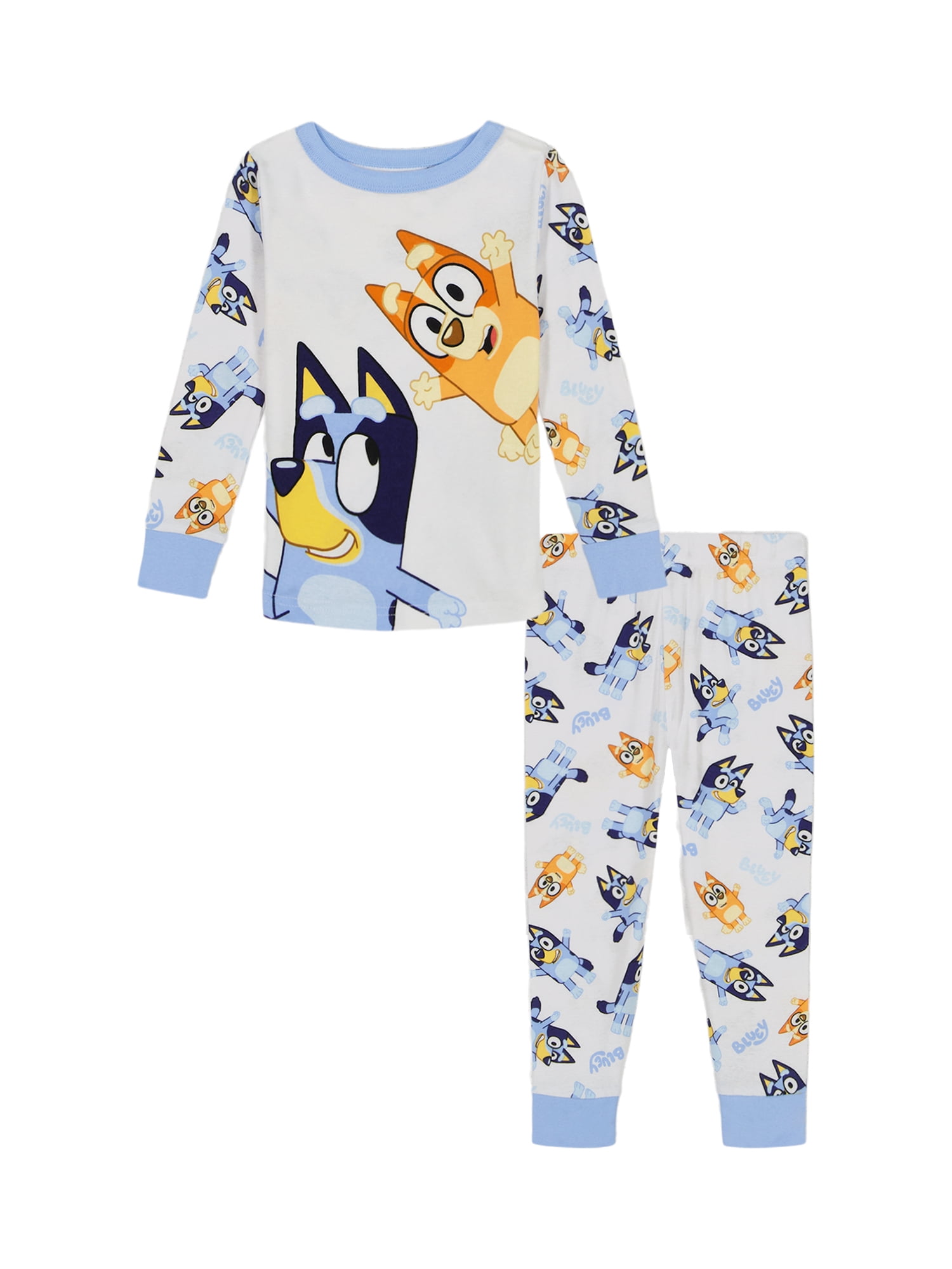 Bluey Toddler Long Sleeve Shirt and Pants Pajama Set (Blue, 2T) orkff