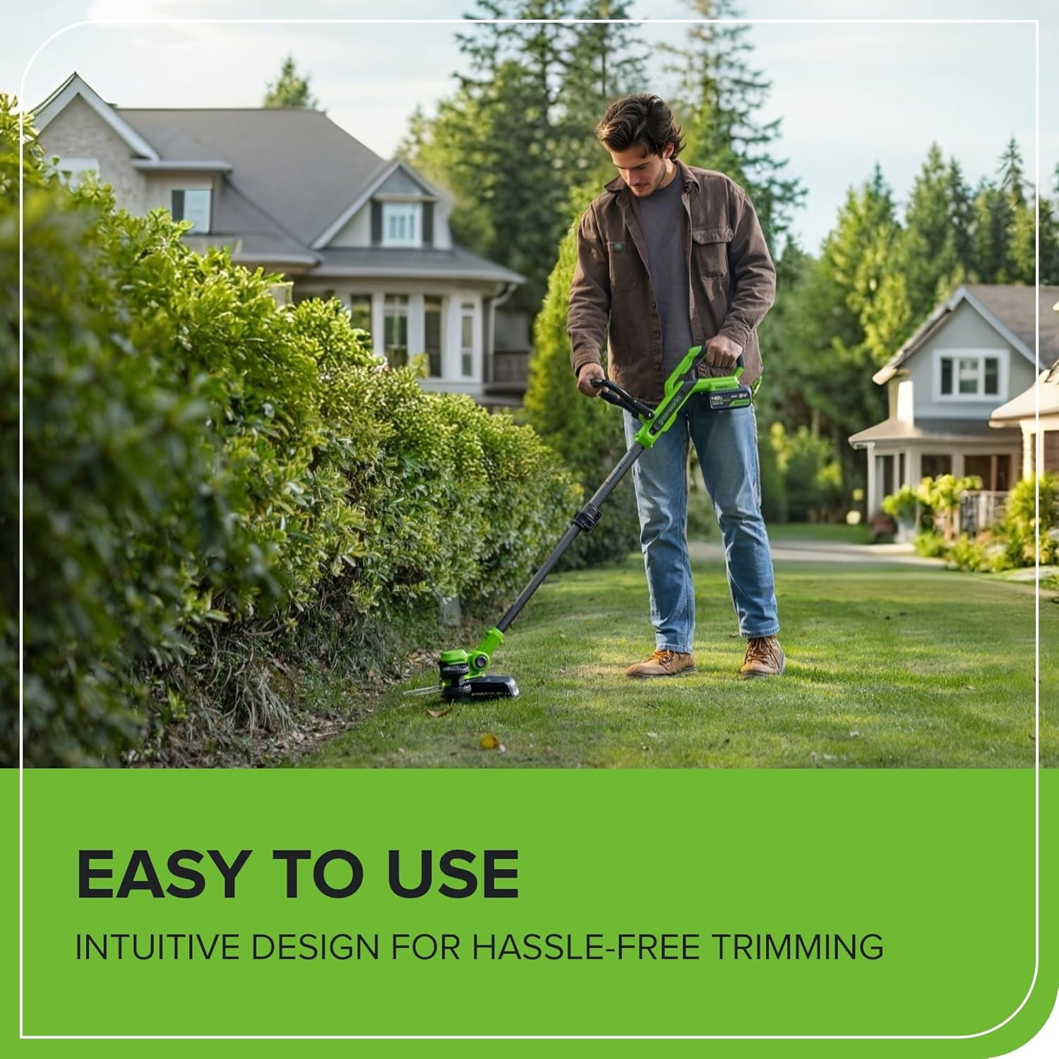 Greenworks 24V Cordless String Trimmer and Edger (Green, 12 in) rhtfp