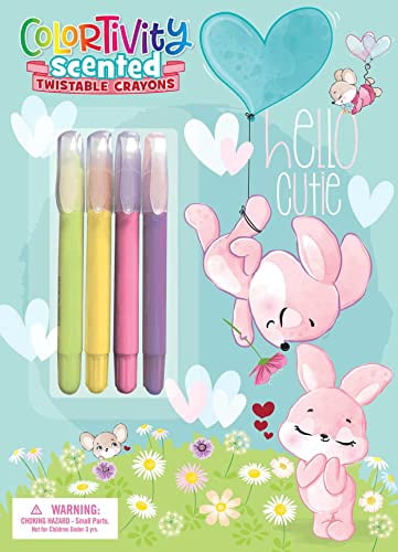 Dreamtivity Hello, Cutie Coloring and Activity Book with 4 Fruit-Scented Twist-Up Crayons (48 Pages) rq665
