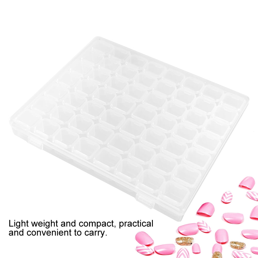 LIYJTK 56 Slot Diamond Painting Storage Container, Adjustable Plastic Bead Organizer for Nail Art and Craft Supplies (Clear, 56 Slots) ybaud