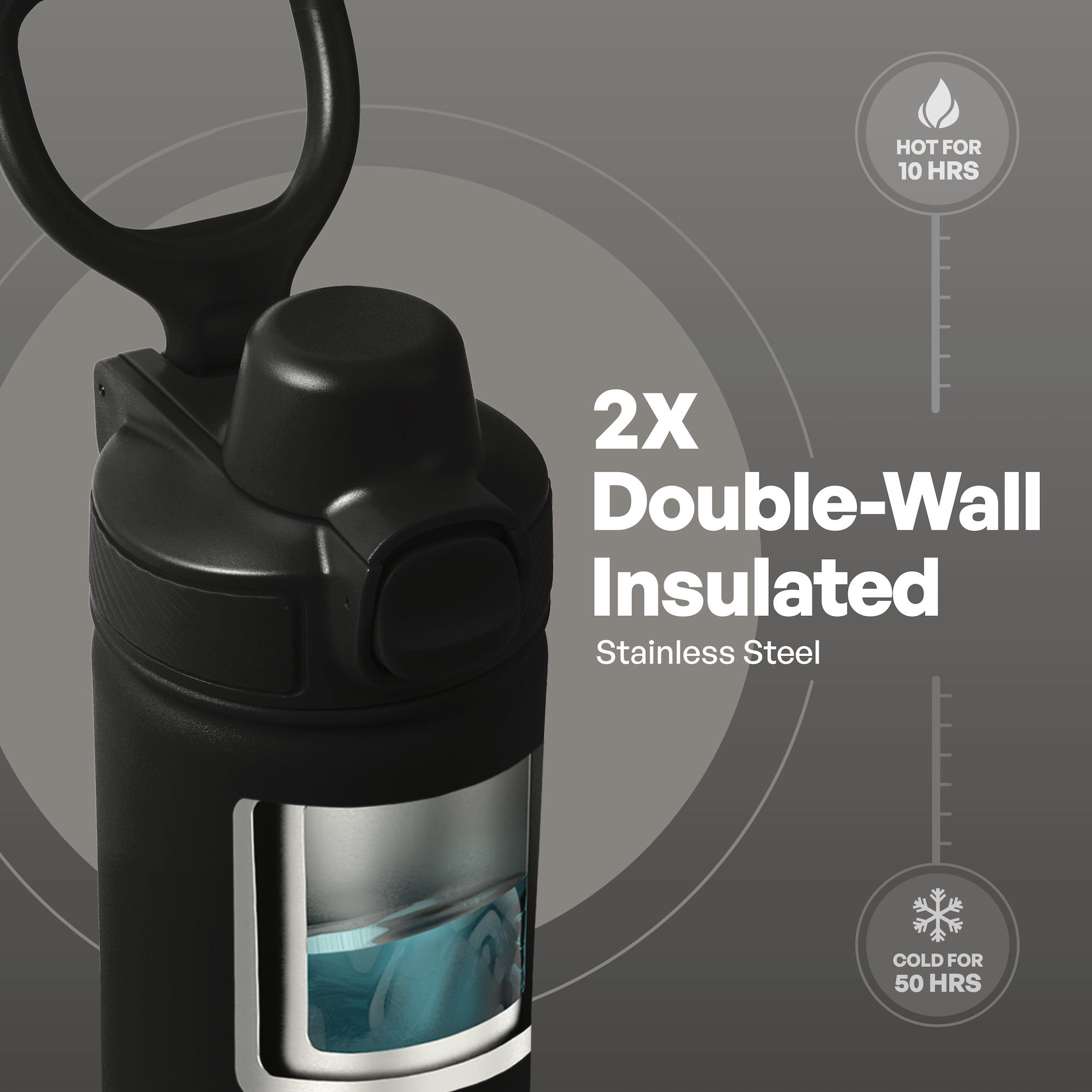 TAL Ranger Stainless Steel Insulated Water Vessel with Push Lock Lid (Black, 28 fl oz) p5r2e