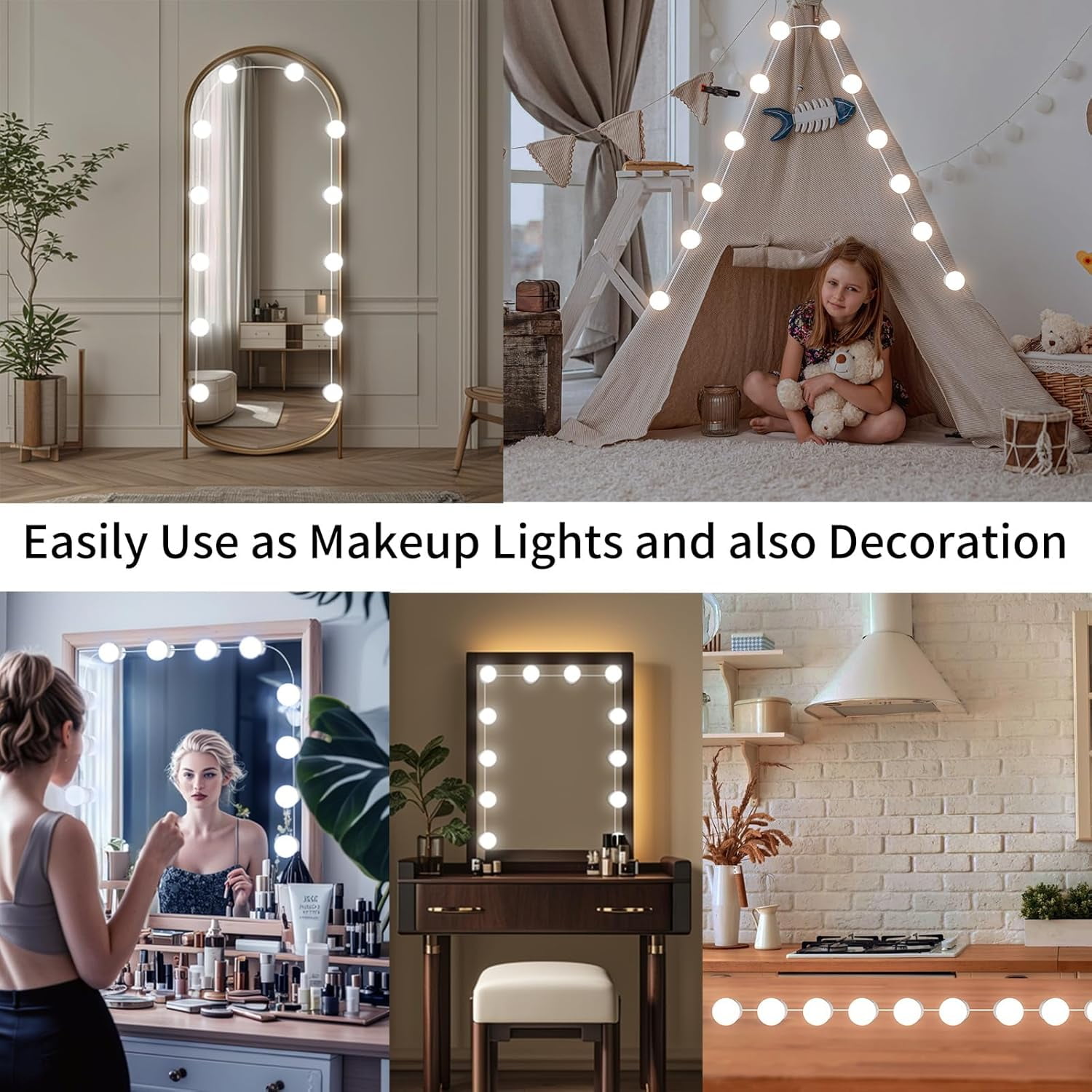 OGEDNAC LED Vanity Mirror Lights, Hollywood Style Dimmable Lighting Kit with 12 Bulbs (Adjustable Color, 10.9 ft) t5du1