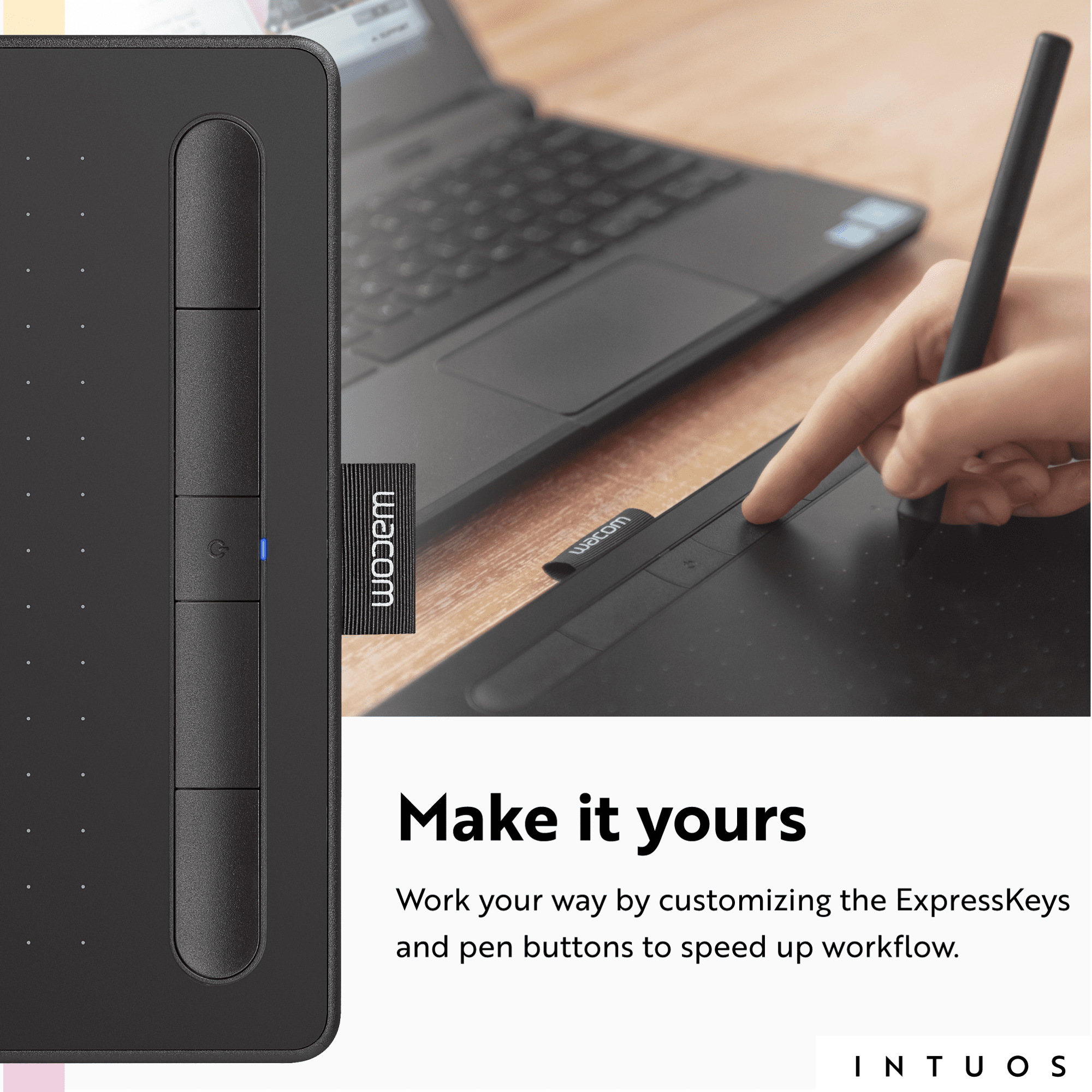 Wacom Intuos Wireless Graphic Drawing Tablet (Black, 7.9 in x 6.3 in) ulcgo