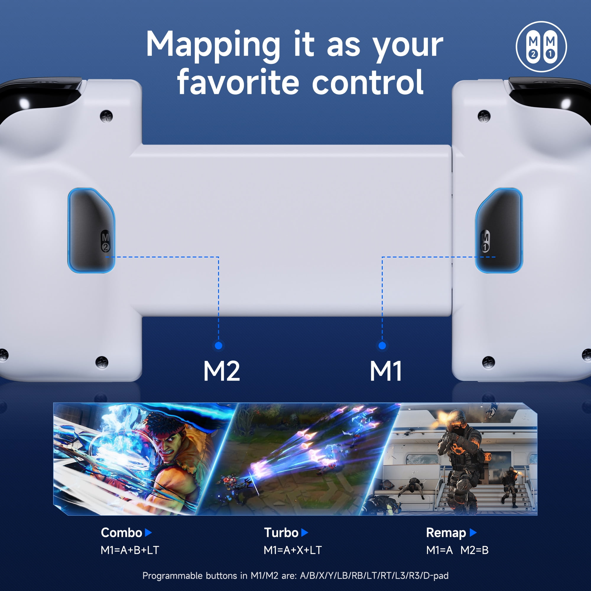 BROUJOY Mobile Gaming Controller for Android and iPhone 15/16 Series, Hall Effect Joysticks with Turbo and Vibration (White) n47az
