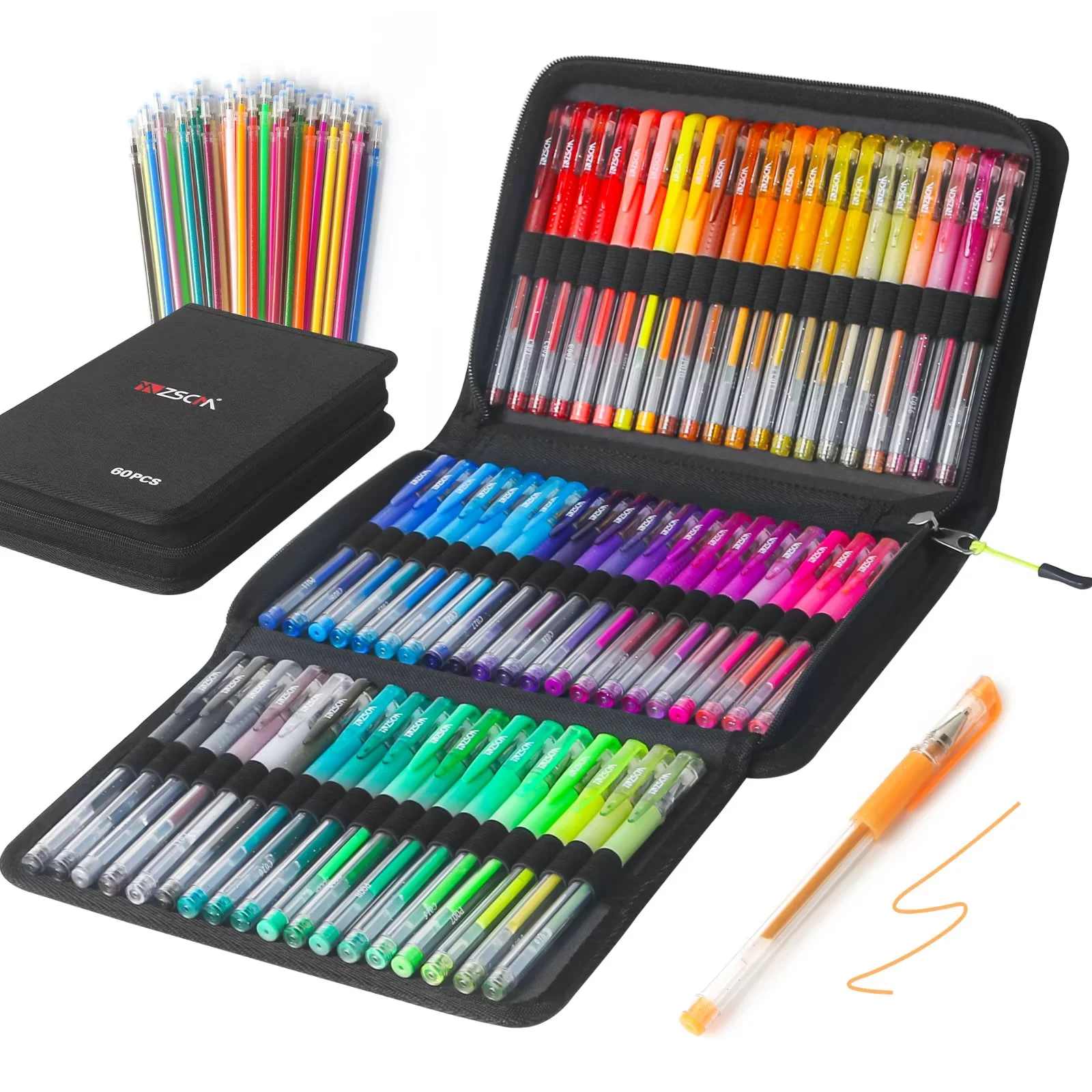 ZSCM Gel Pens Set for Adult Coloring and Journaling, Fine Point Markers with Refills (60 Colors, 120 Piece Set) a0505